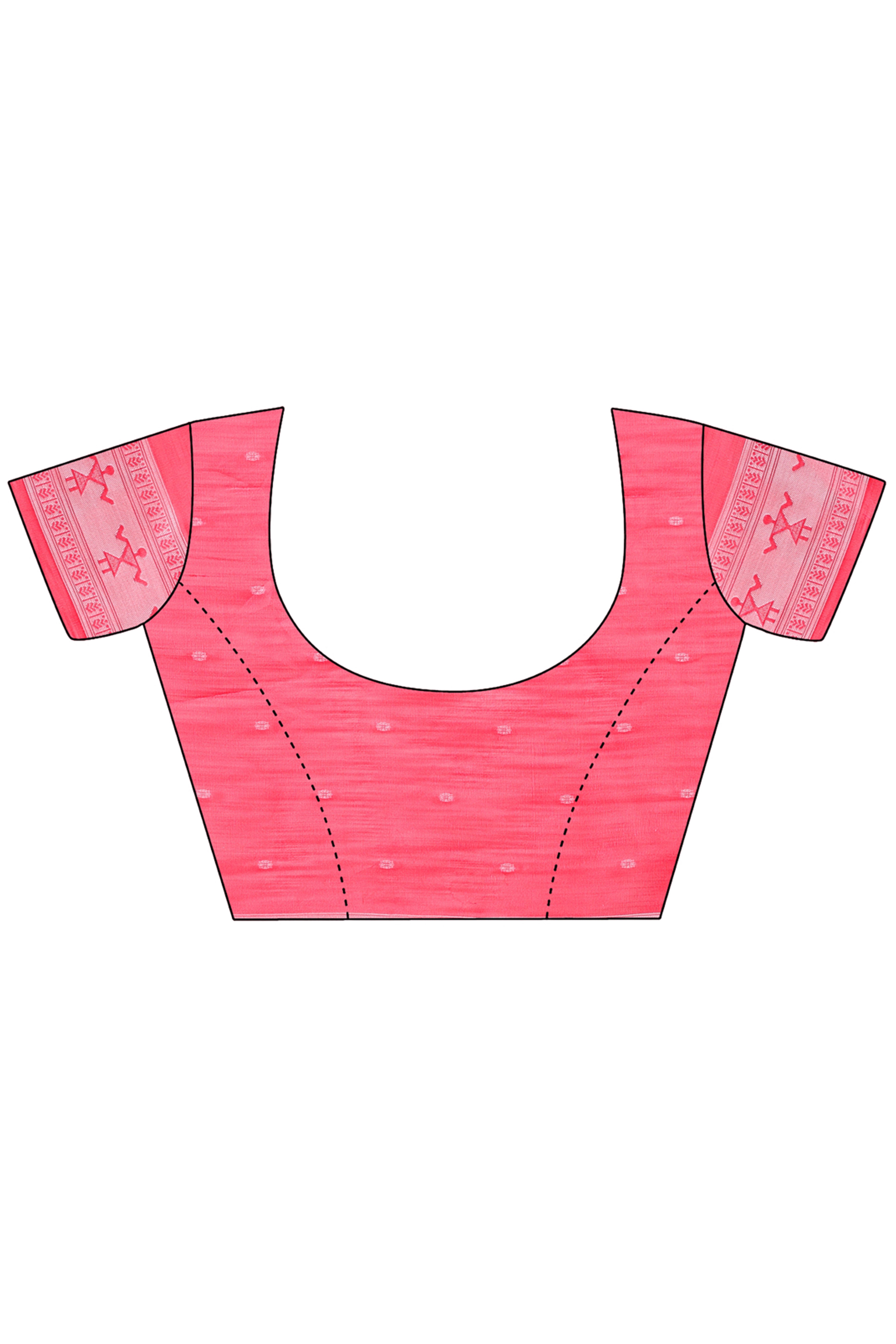 Pink Ethnic Saree in Soft Linen Cotton Fabric Featuring Warli Art Weaving