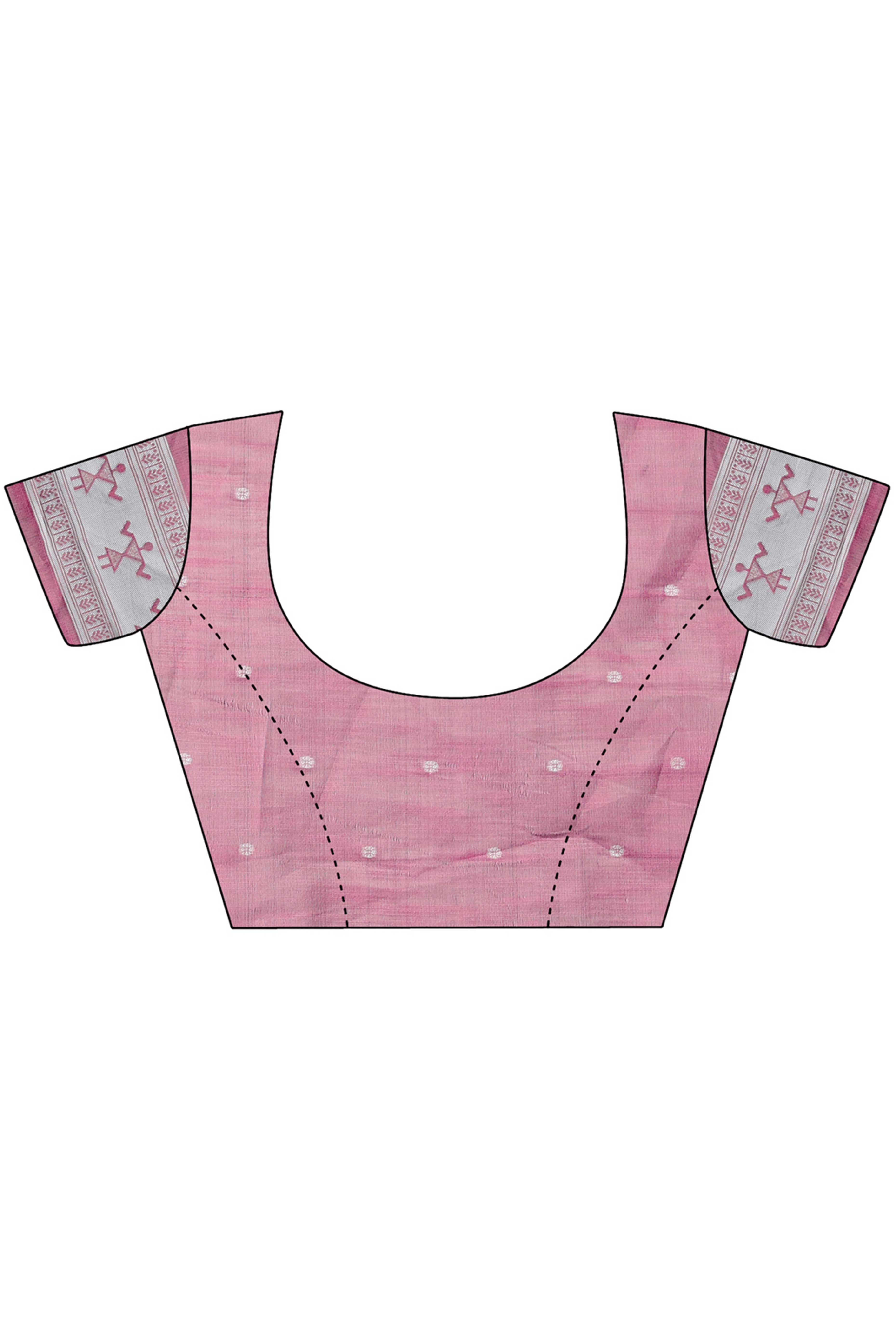 Mauve Ethnic Saree in Soft Linen Cotton Fabric Featuring Warli Art Weaving