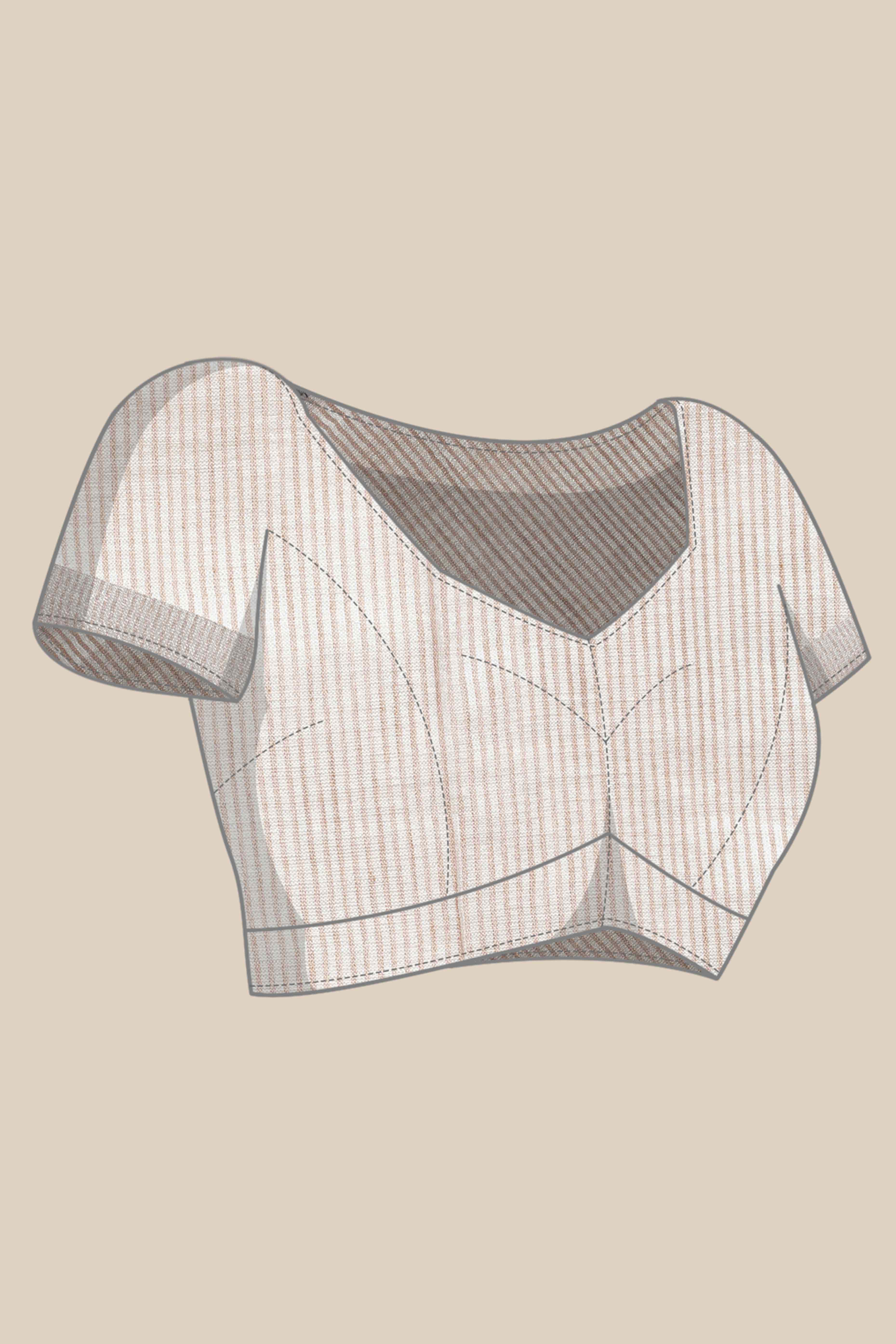 Brown Linen Saree Adorned With Silver Zari Weaving Border & Pallu