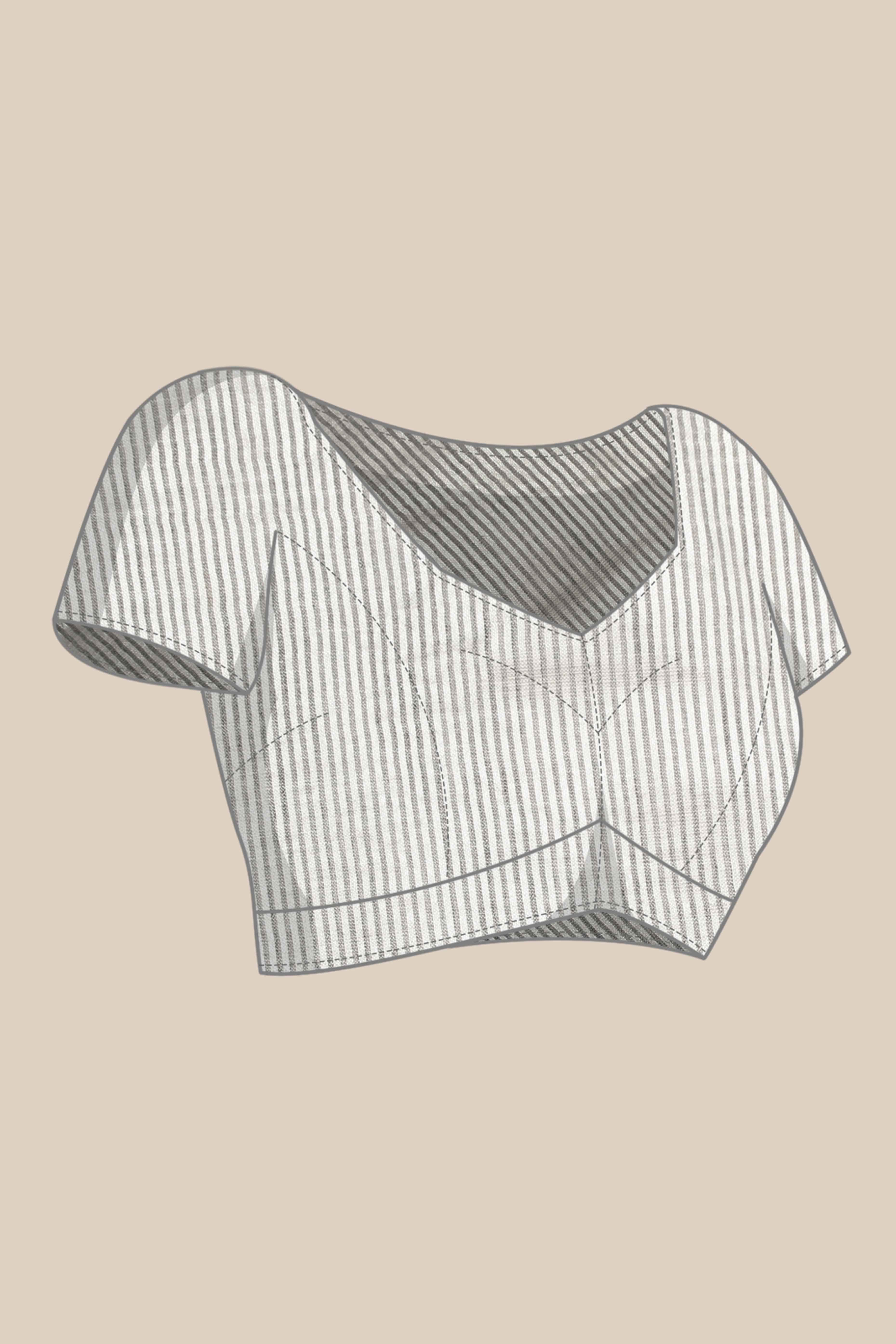 Grey Linen Saree Adorned With Silver Zari Weaving Border & Pallu