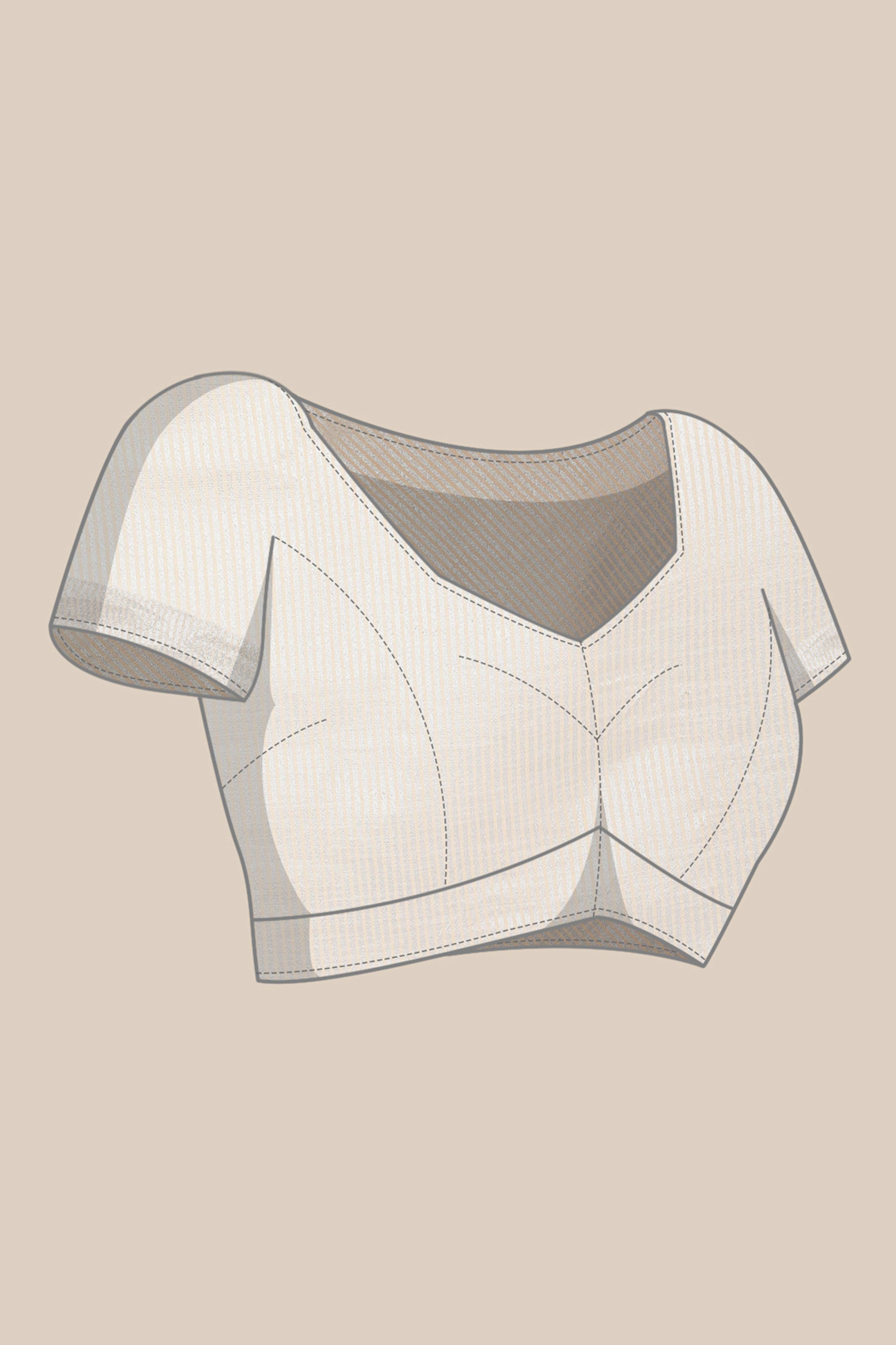 Light Beige Linen Saree Adorned With Silver Zari Weaving Border & Pallu