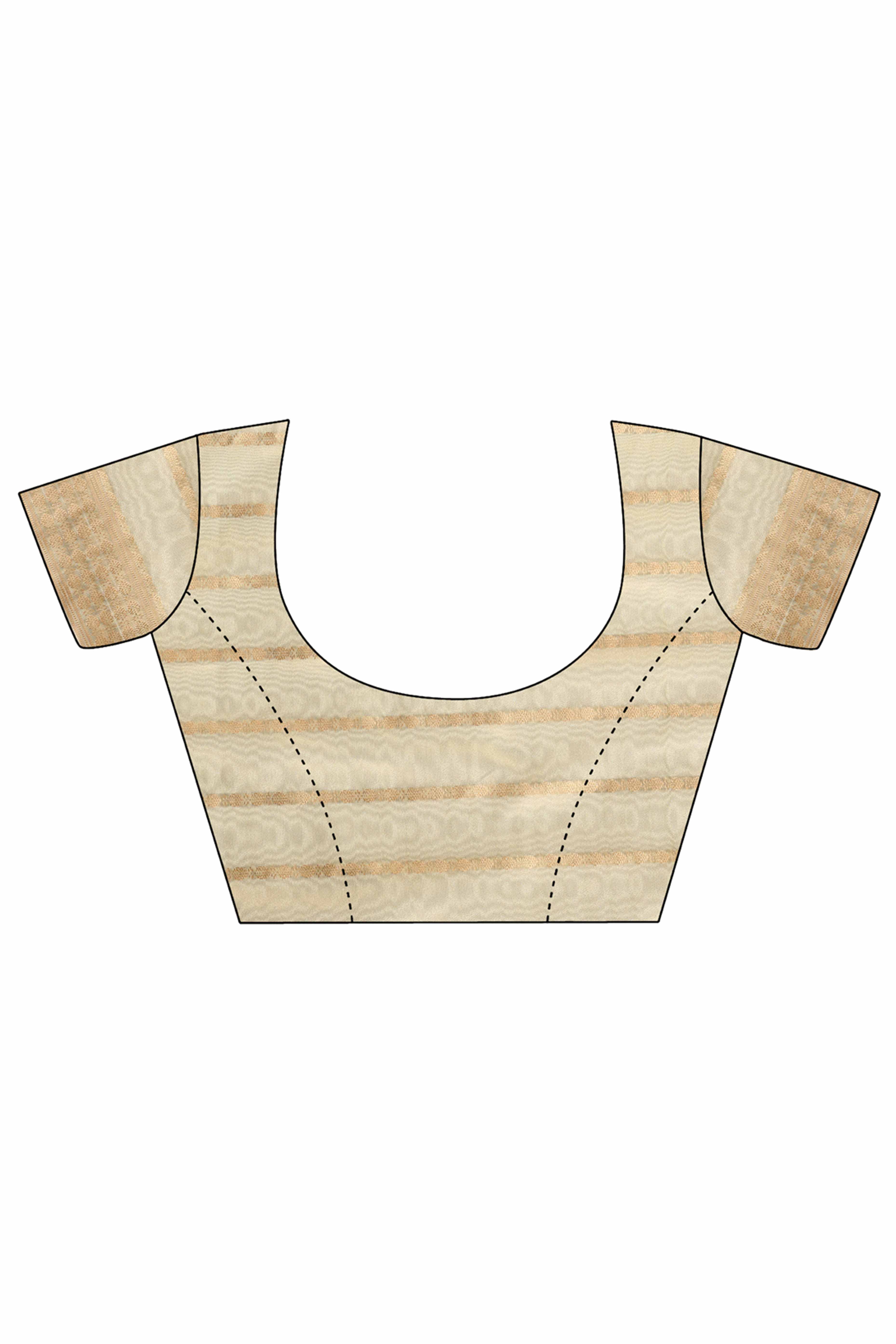 Gold Lightweight Organza Saree with Rich Zari Stripes Pattern