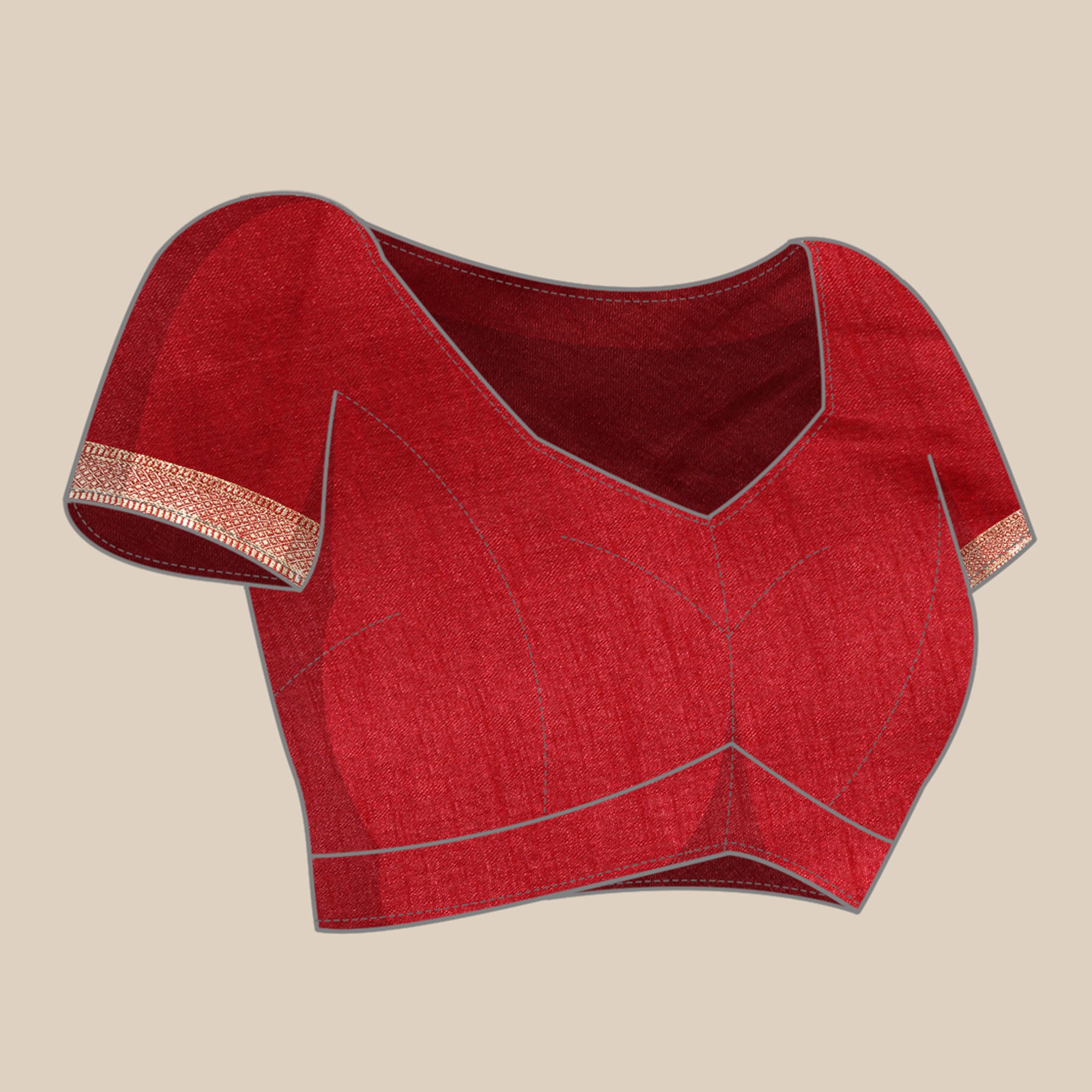 Rust Solid Vichitra Silk Saree With Fancy Zari Border