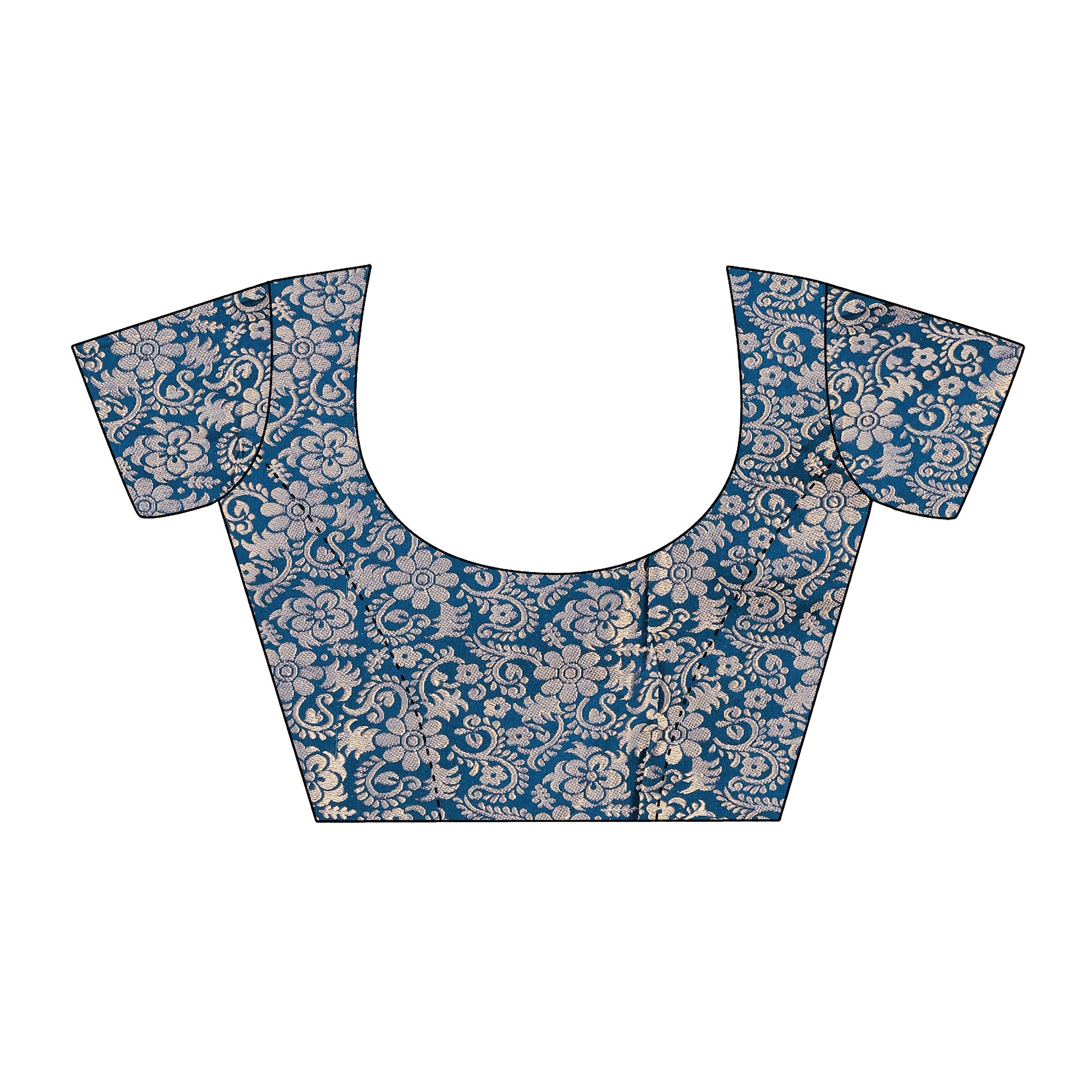 Blue Foil Printed Chiffon Saree With Lace Border