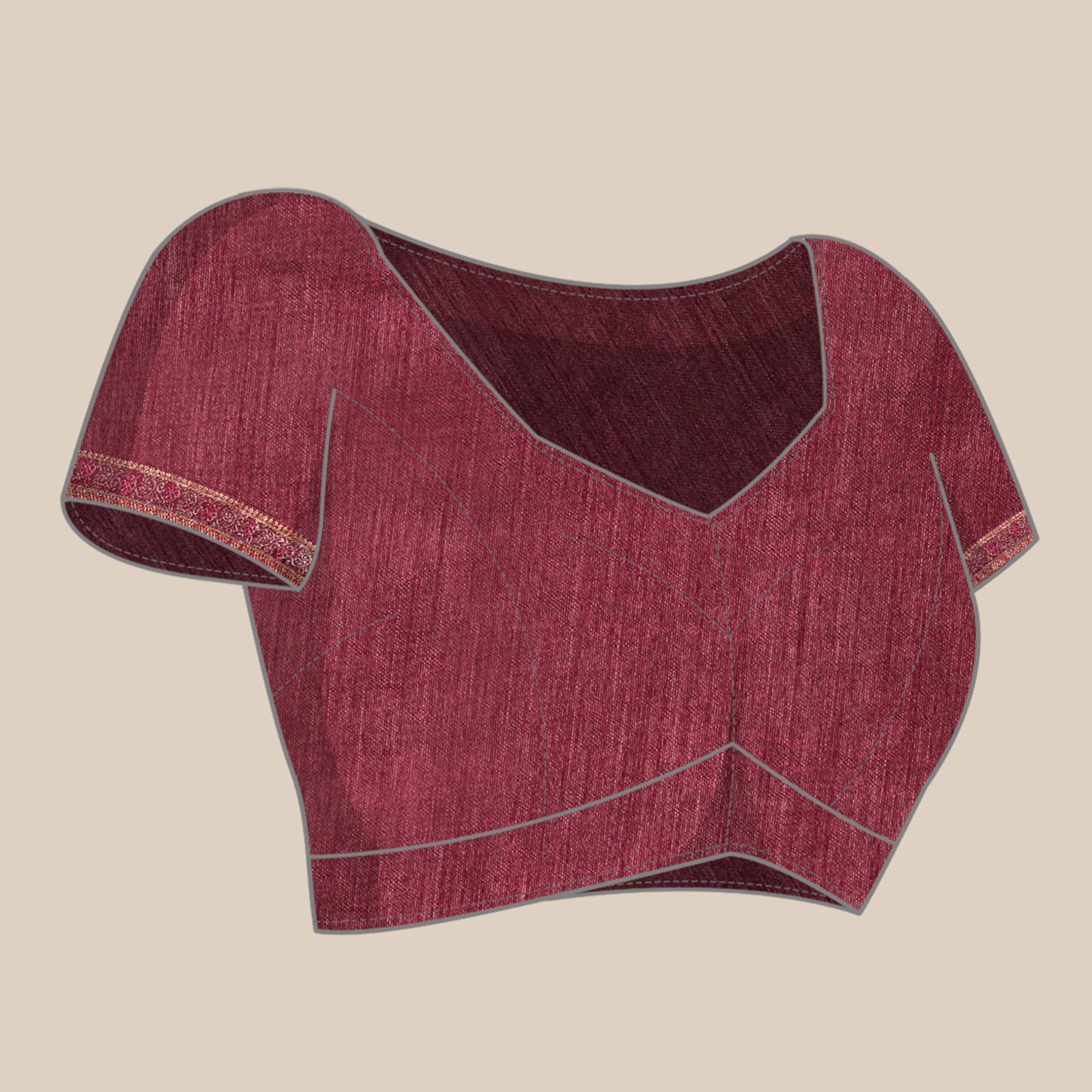 Wine Swarovski Work Vichitra Silk Saree With Fancy Border