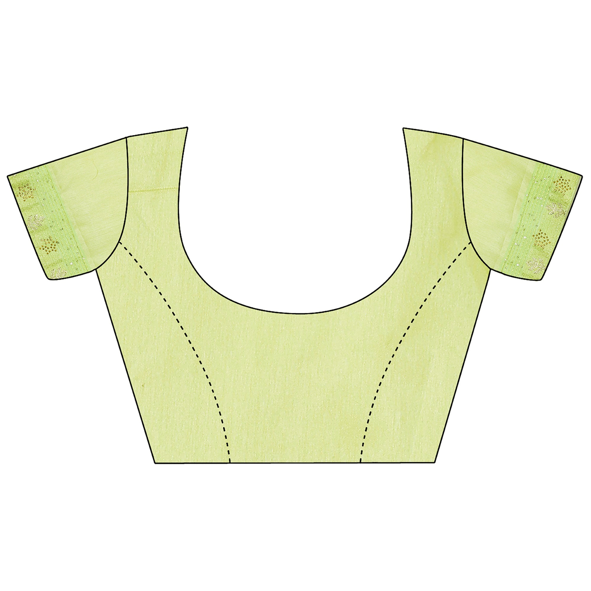 Lemon Green Zari Work Chiffon Saree