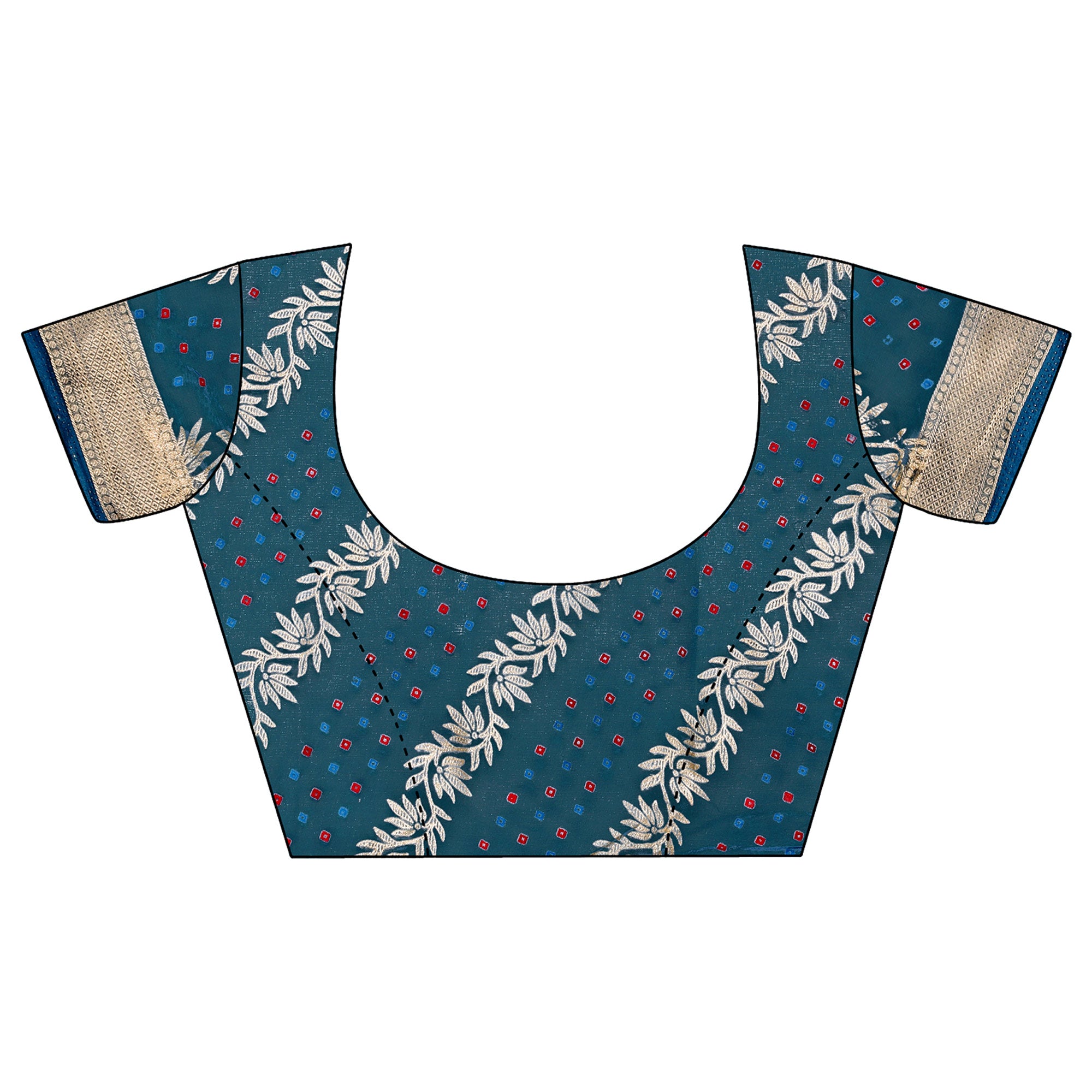 Blue Foil Printed Organza Saree With Woven Border