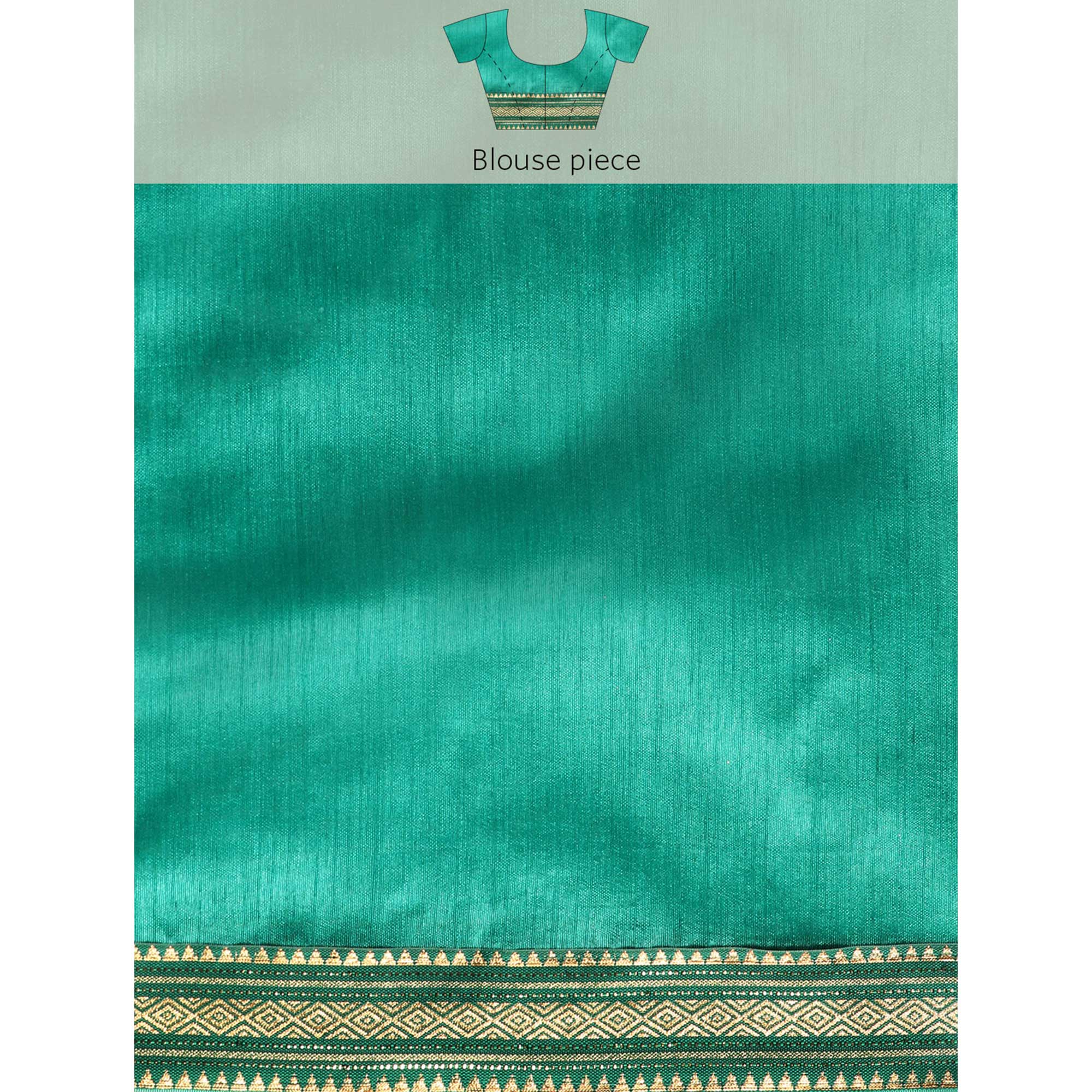 Turquoise Solid With Woven Border Chiffon Saree With Tassels