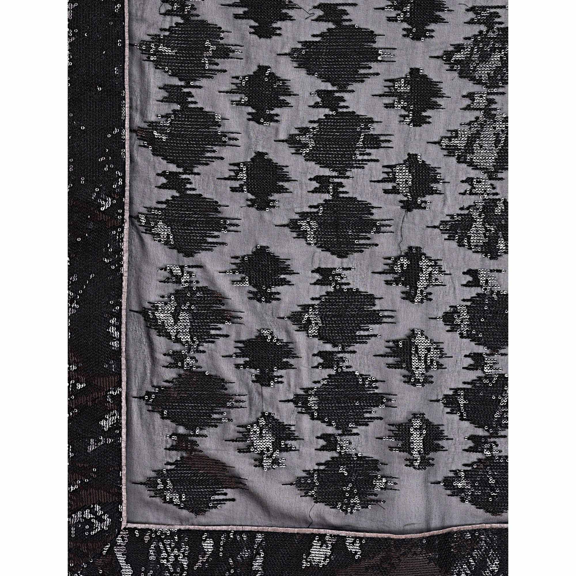 Black Sequin Embroidered Georgette Saree