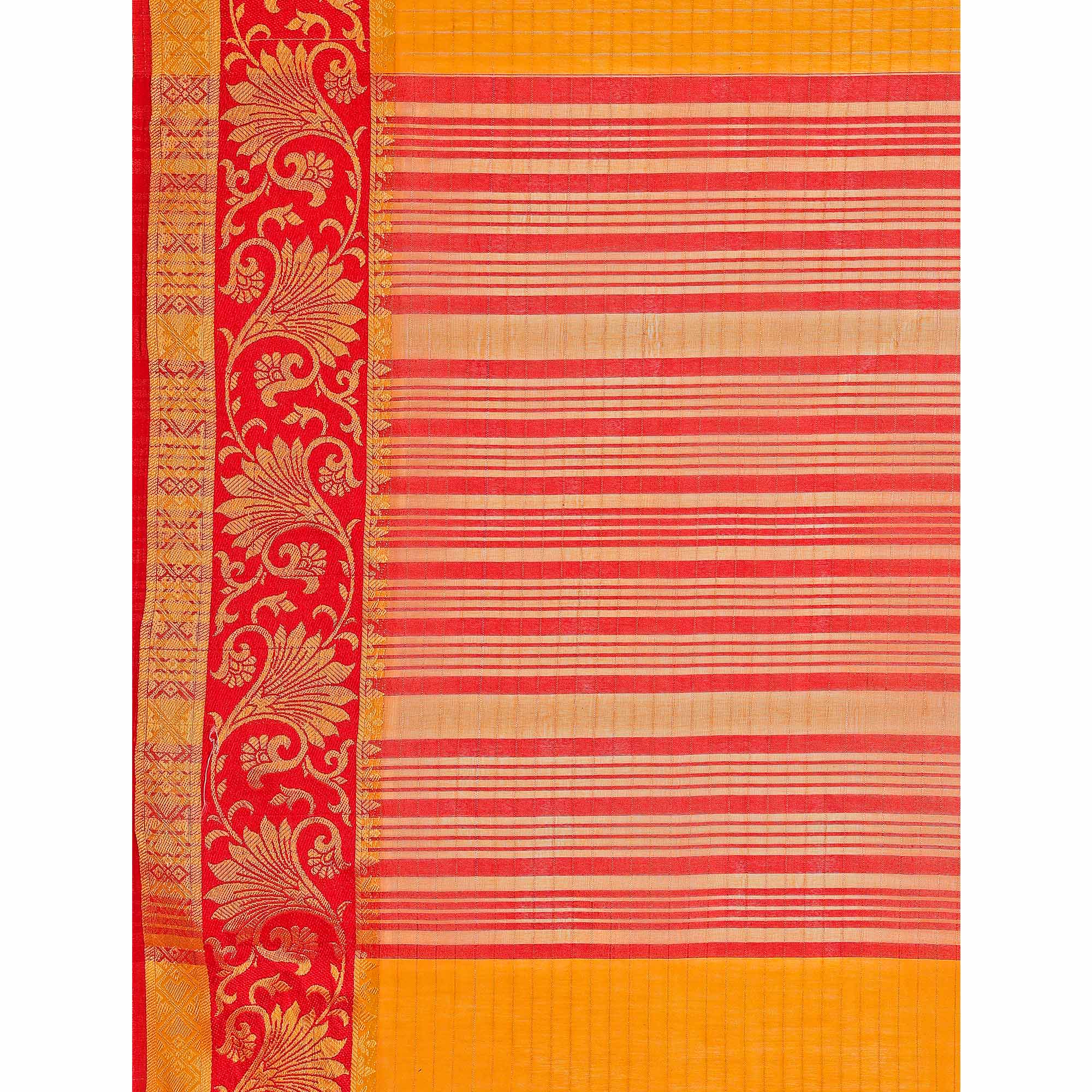 Mustard Zari Woven Cotton Silk Saree