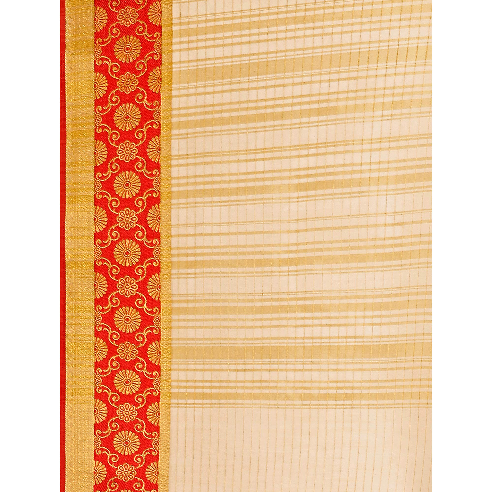 Beige Zari Woven Cotton Silk Saree