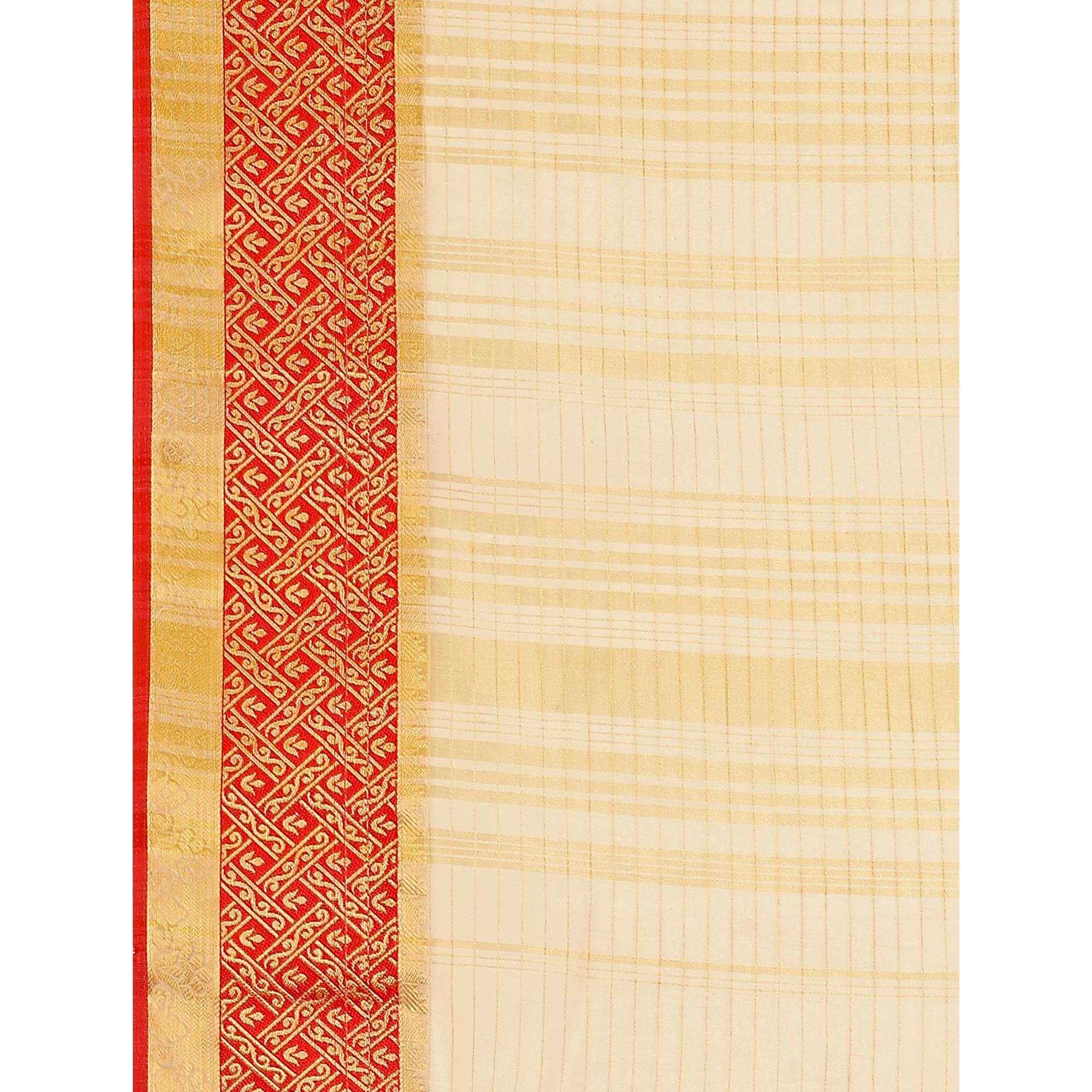 Beige Zari Woven Cotton Silk Saree