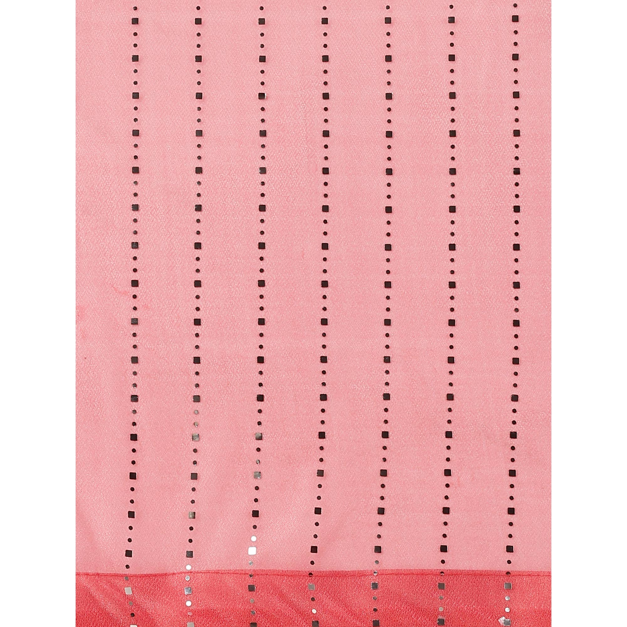 Pink Tikki Work Lycra Saree With Embroidered Border