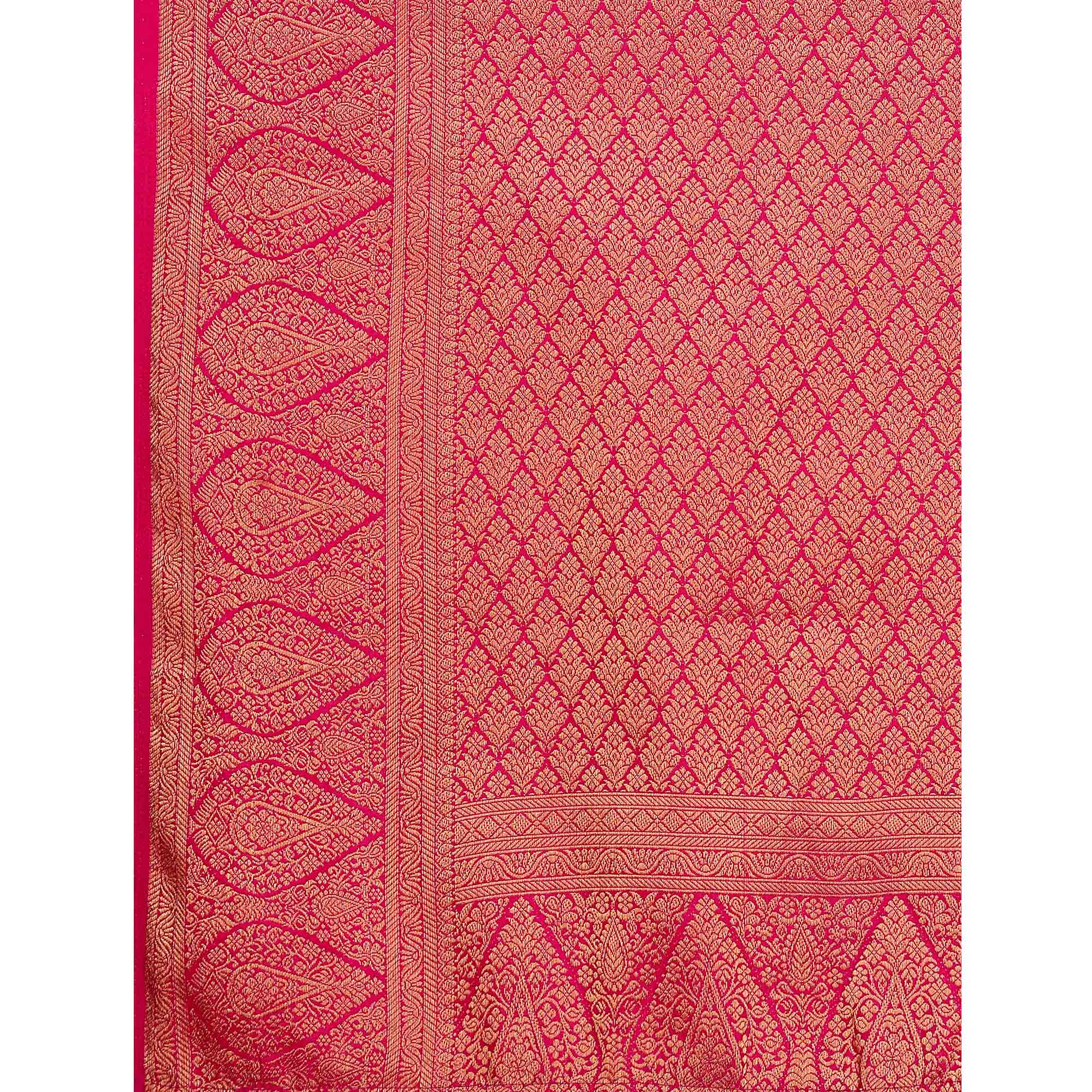 Rama Green Woven Dola Silk Saree With Tassels