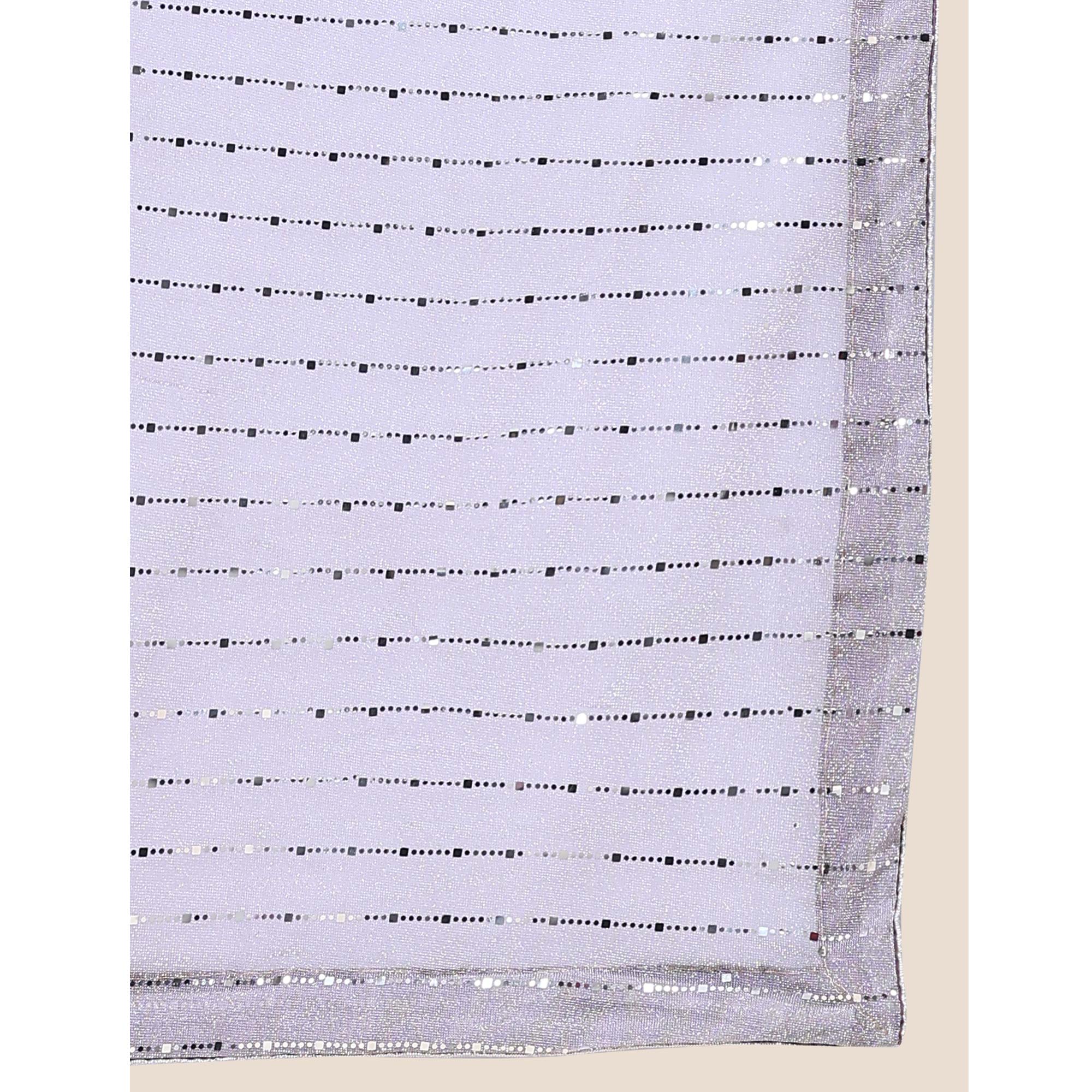 Lavender Tikali Work Lycra Saree