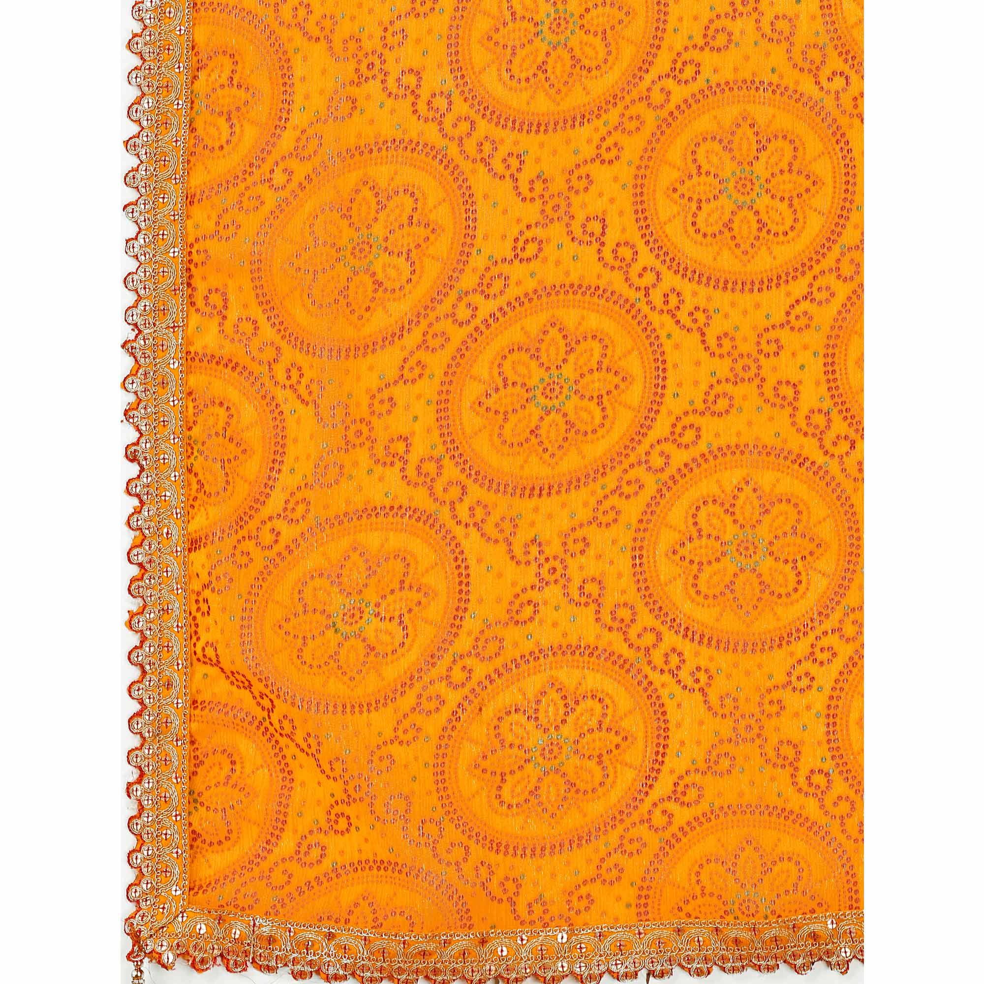 Yellow Bandhani Printed Chiffon Saree