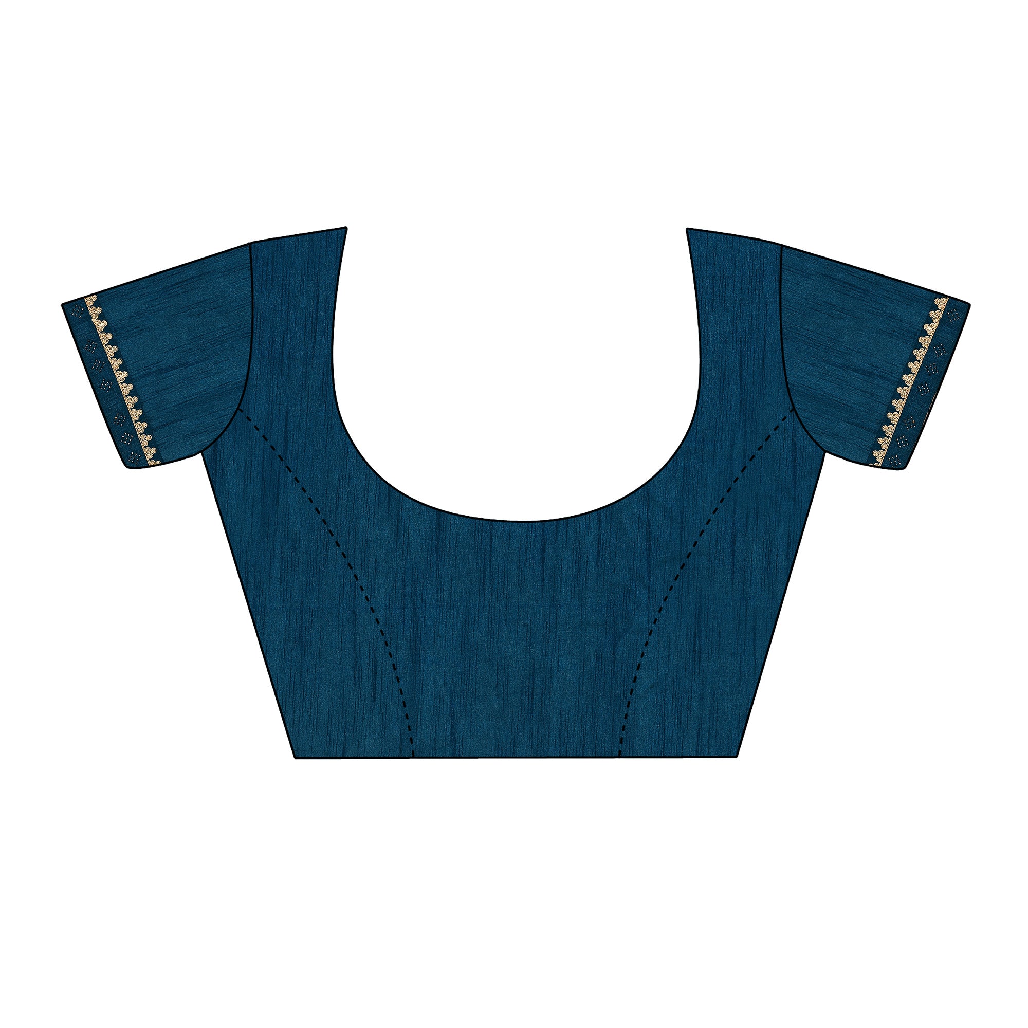 Teal Blue Floral Embroidered Chiffon Saree