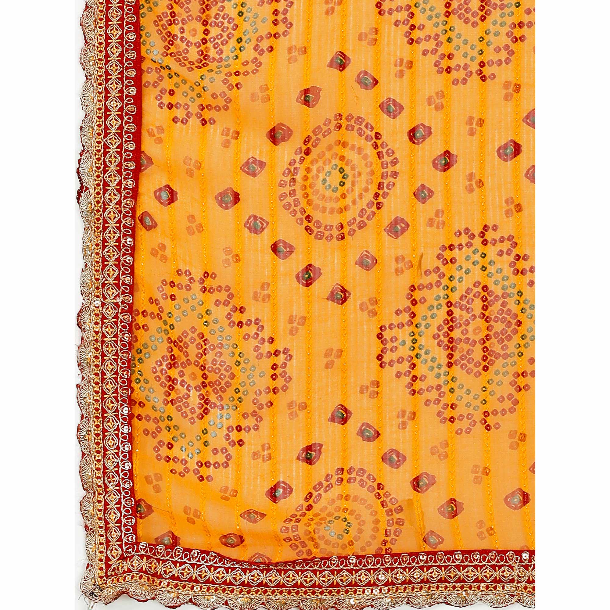 Yellow Bandhani Printed Georgette Saree