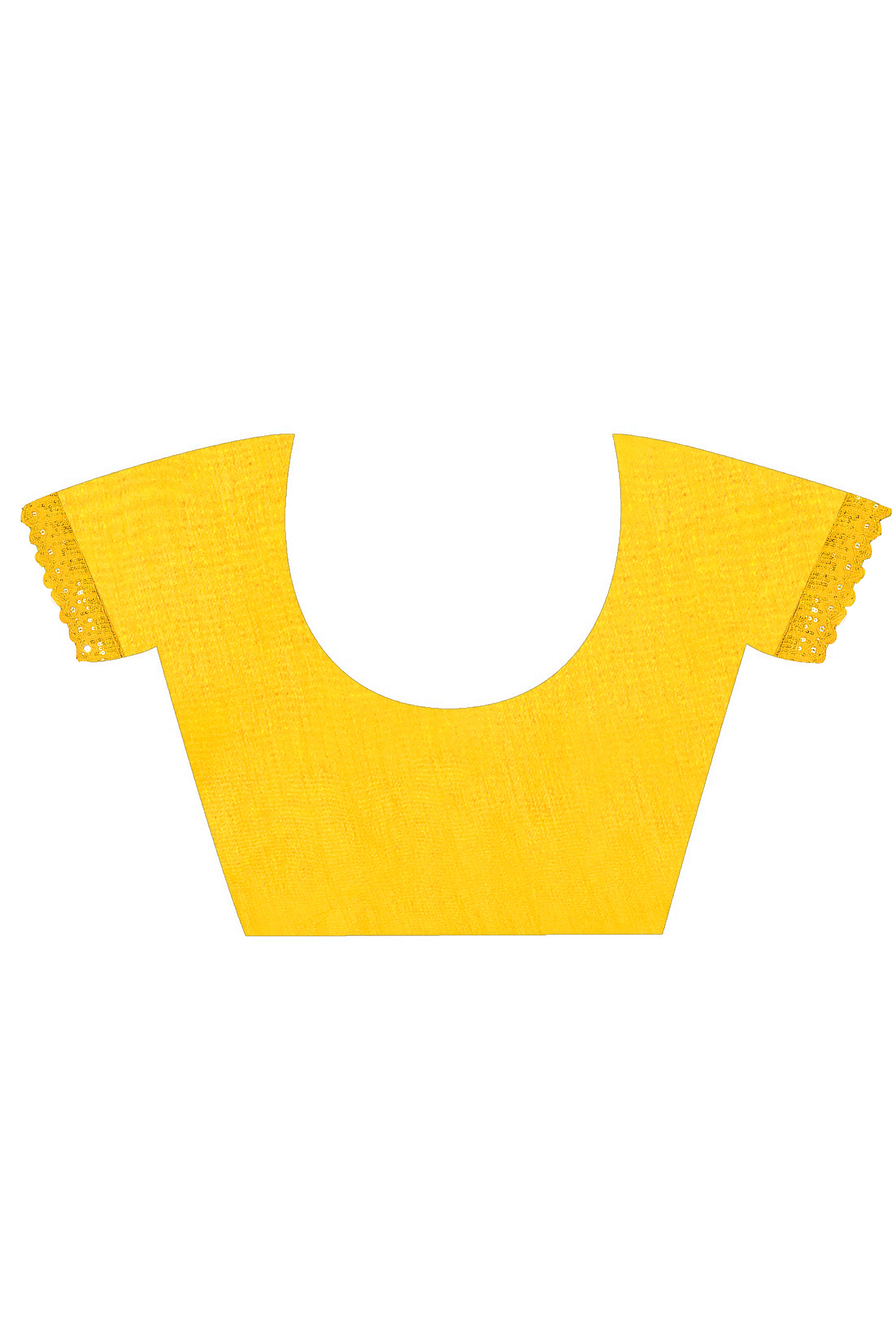 Yellow Georgette Saree with Subtle Solid Pattern and Sequins Border