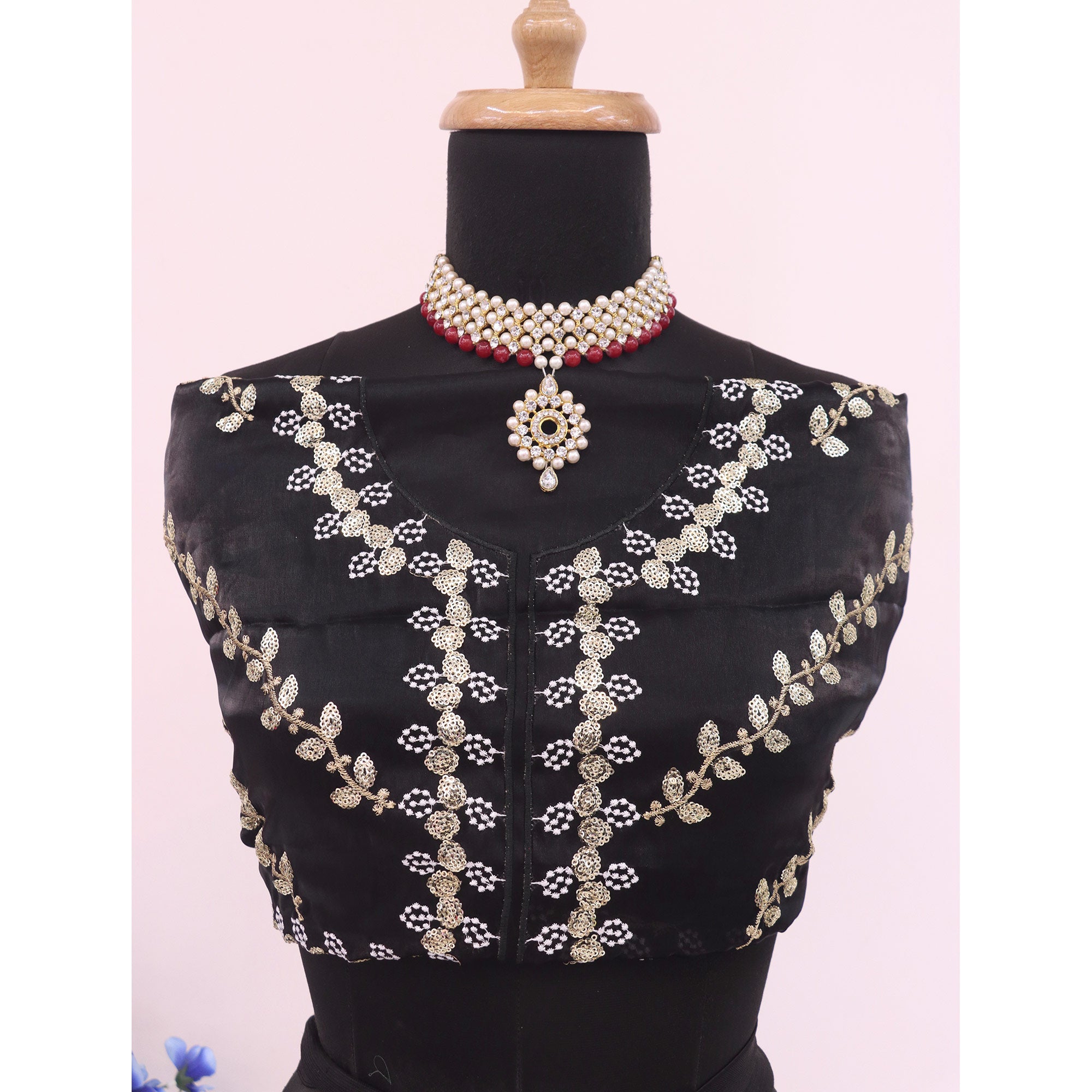 Black Sequins Embroidered Satin Saree