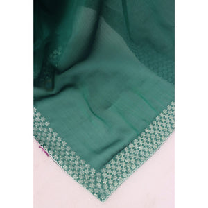 Green Sequins Embroidered Chiffon Saree