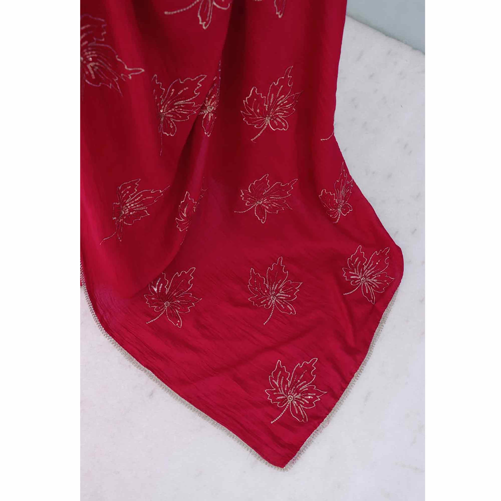 Glamorous Pink Sequin Embellished Saree in Premium Vichitra Silk