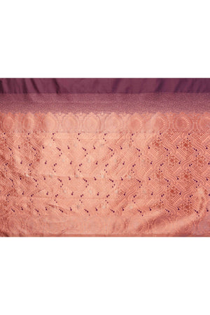 Burgundy Banarasi Silk Saree Adorned With Floral Zari Weaving