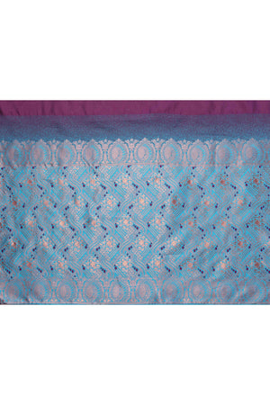 Purple Banarasi Silk Saree Adorned With Floral Zari Weaving