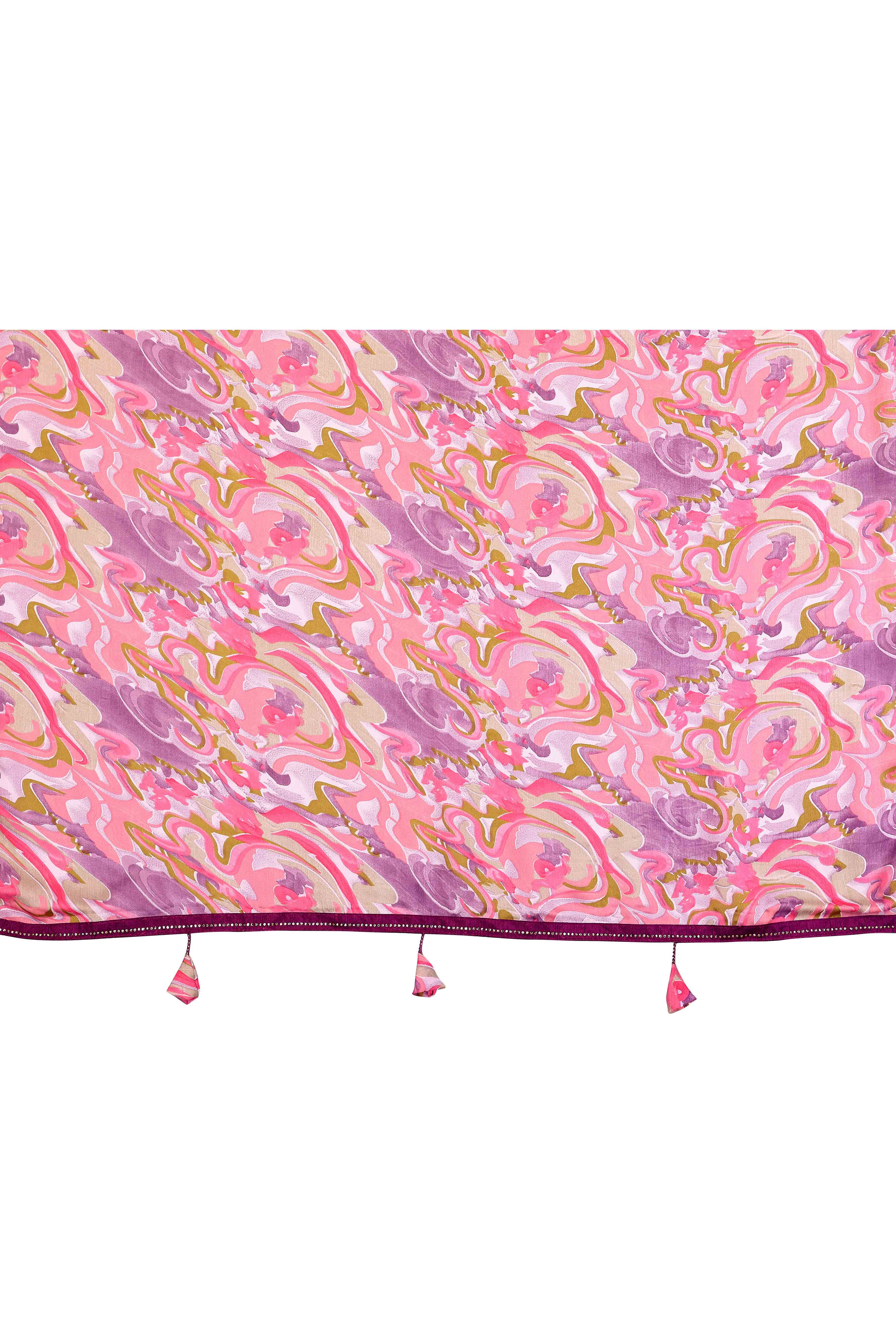 Pink Chiffon Party Saree with Vibrant Floral Patterns and Graceful Drape