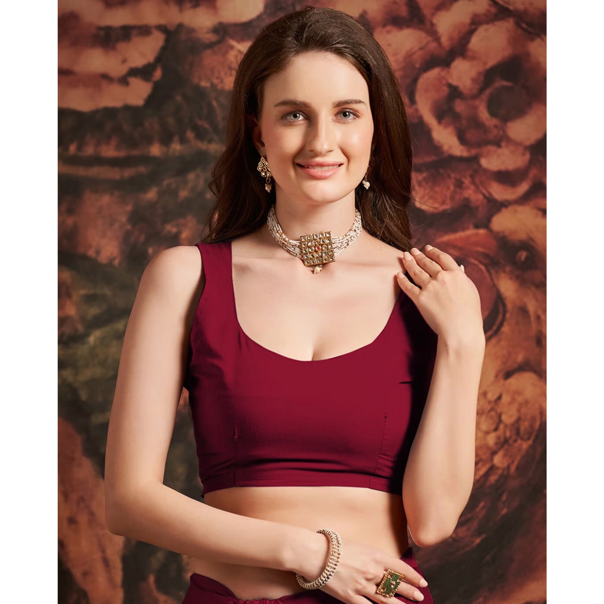 Maroon Embroidered Art Silk Saree