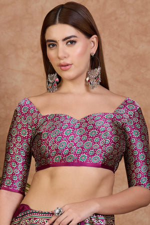Cream & Wine Modal Satin Saree Featuring a Solid Base and Artisanal Ajrakh Pallu