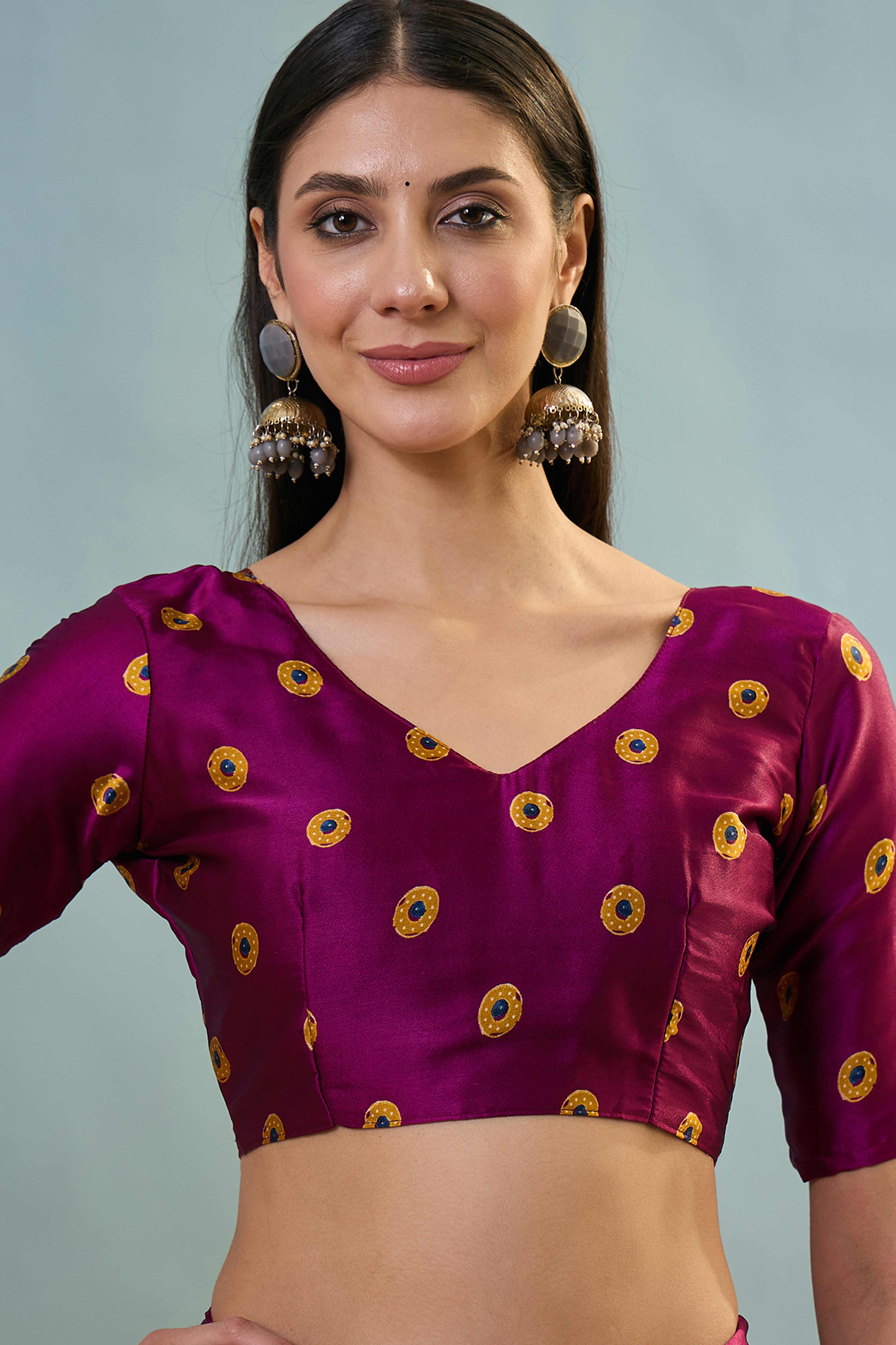 Modern Magenta Striped Printed Modal Satin Saree with Luxurious Flow and Shine