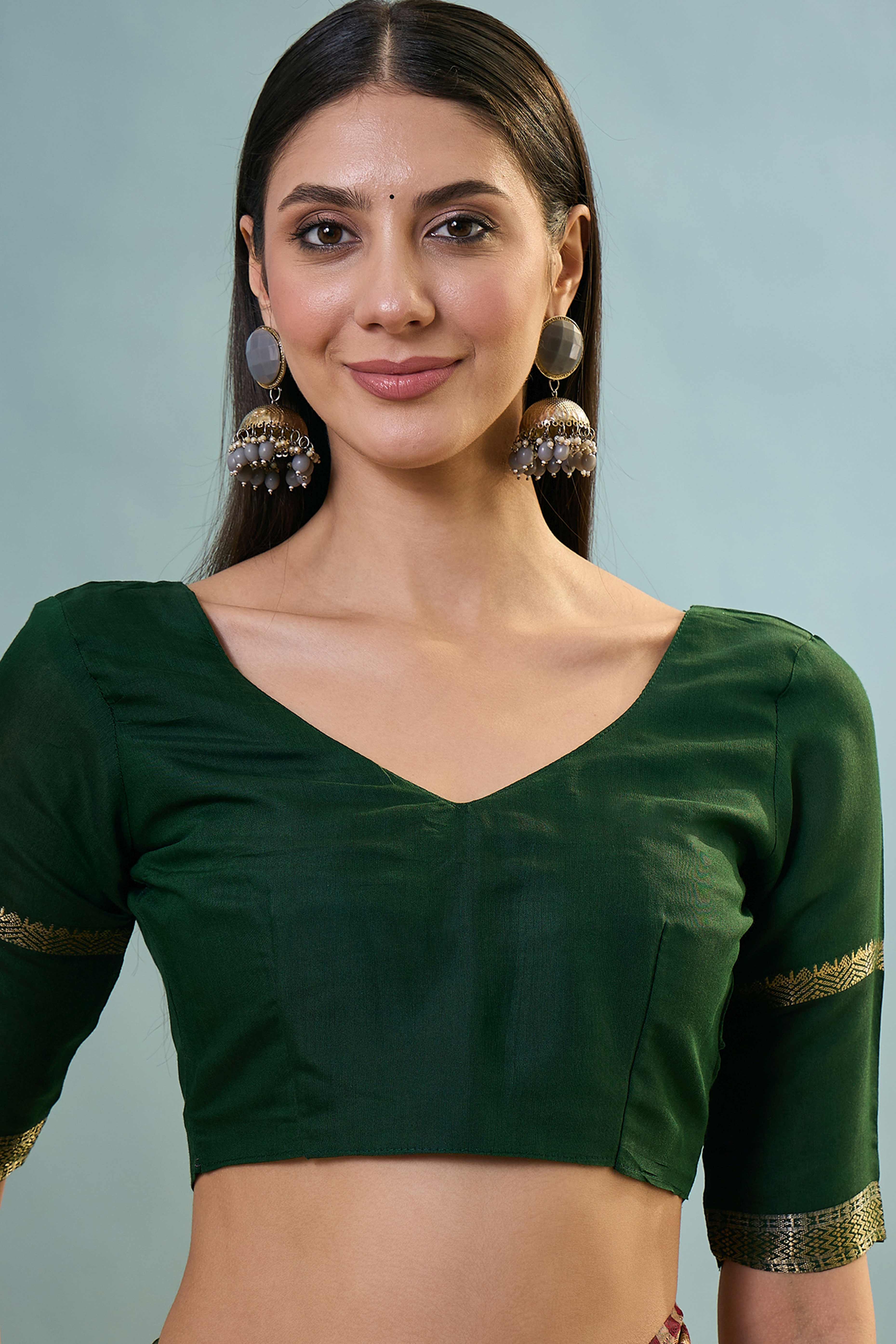 Maroon Striped Printed Viscose Saree with a Subtle Zari Finish