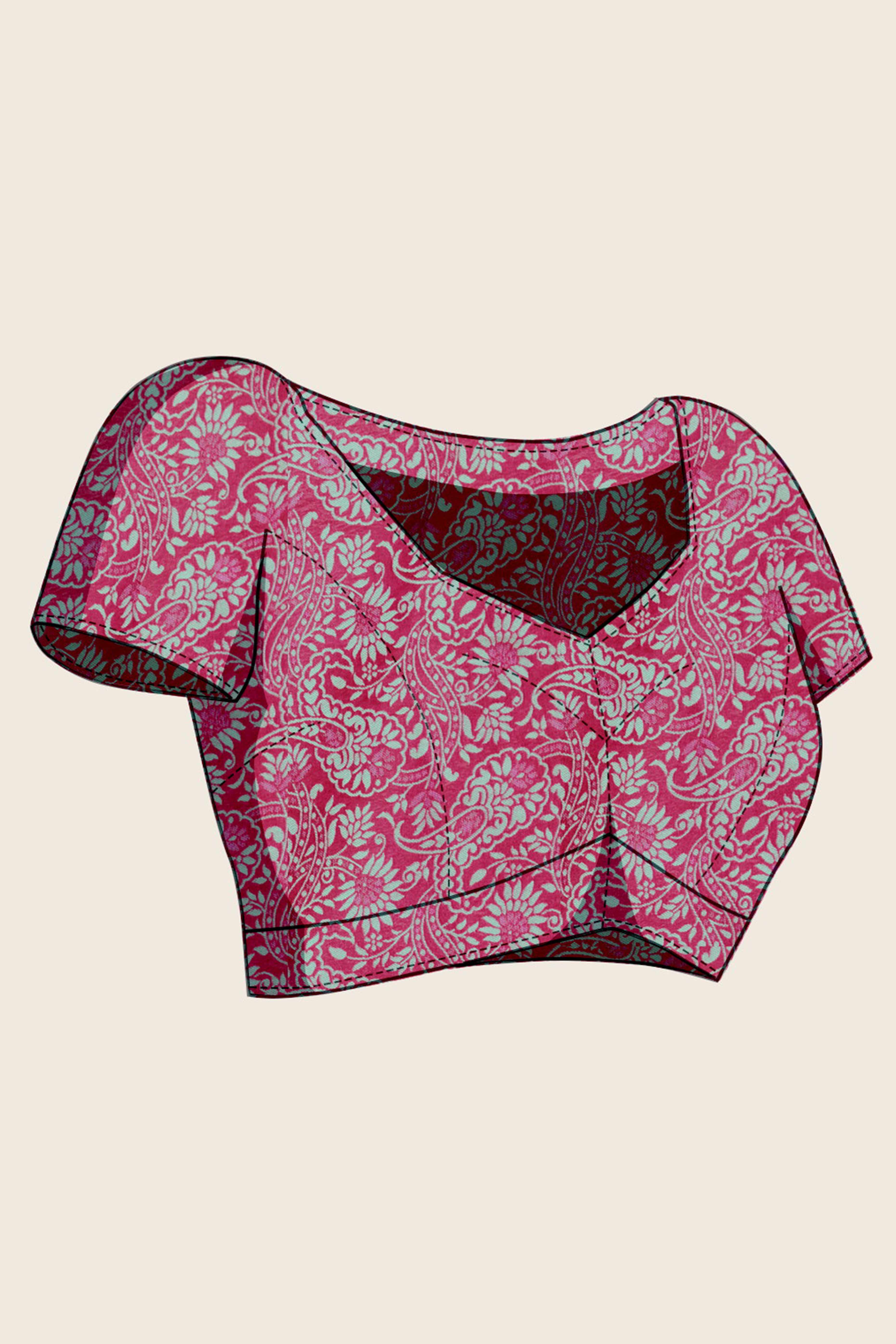 Rani Pink Pure Silk Kanjivaram Handloom Saree Enhanced with Zari Woven Patterns