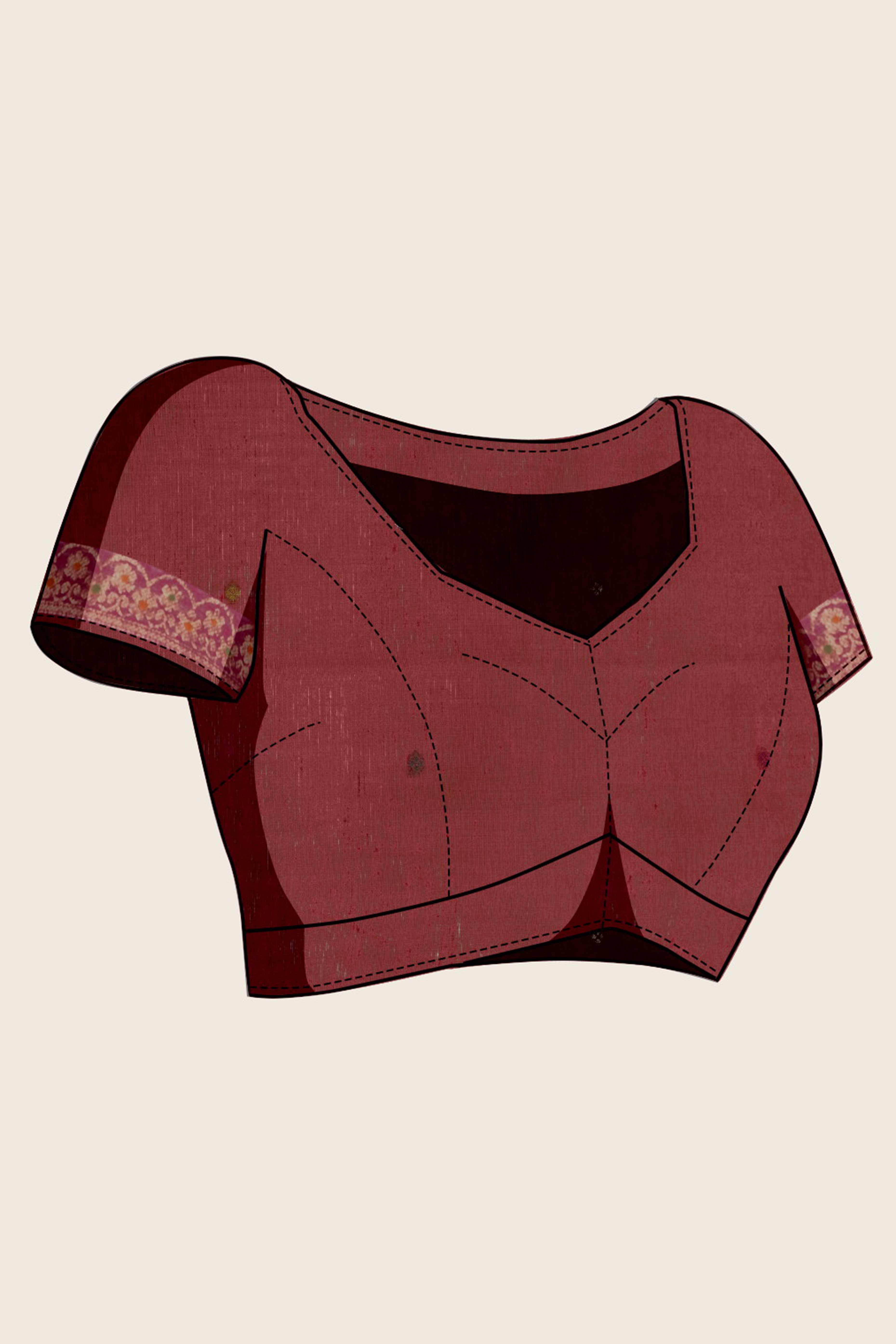 Beige Lightweight Handloom Munga Cotton Blend Saree Accented with Floral Woven Motifs