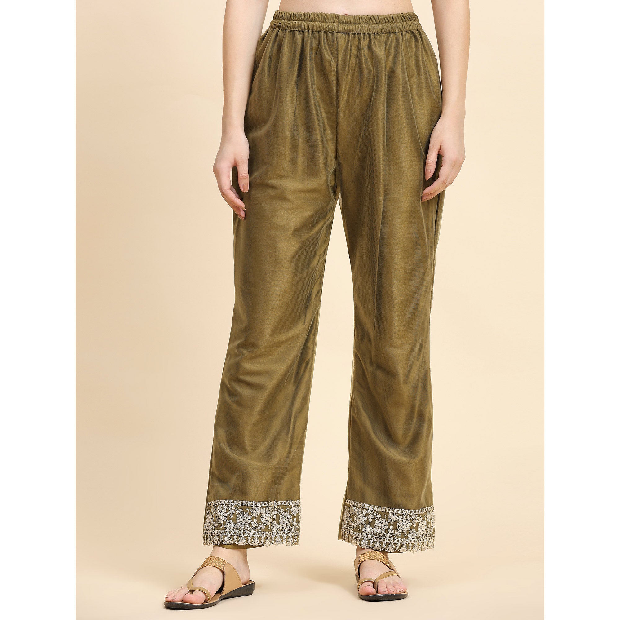 Mehndi Green Sequins Embroidered Net Semi Stitched Pakistani Suit