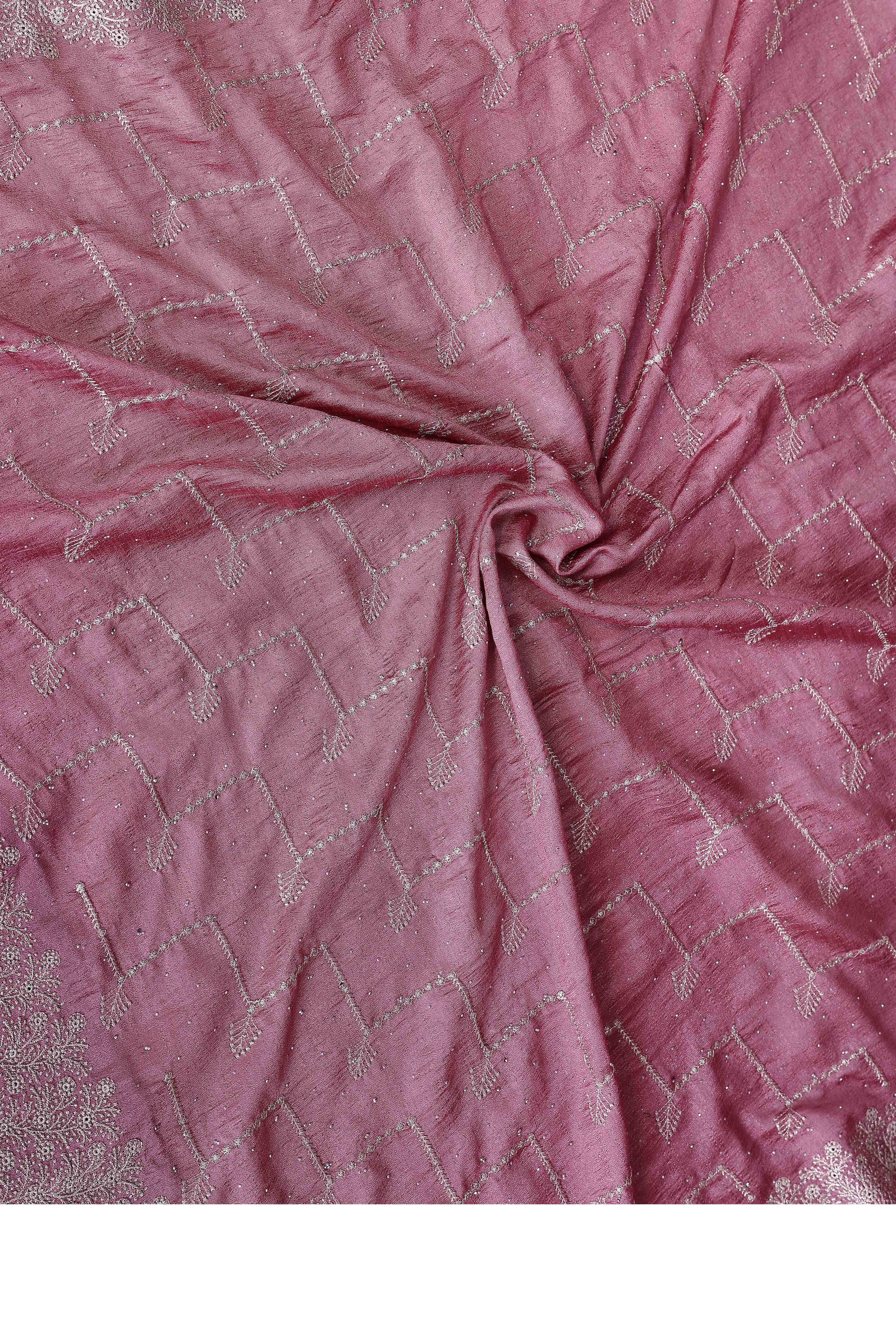 Modern Mauve Embroidered Vichitra Silk Saree for Weddings and Festive Occasions