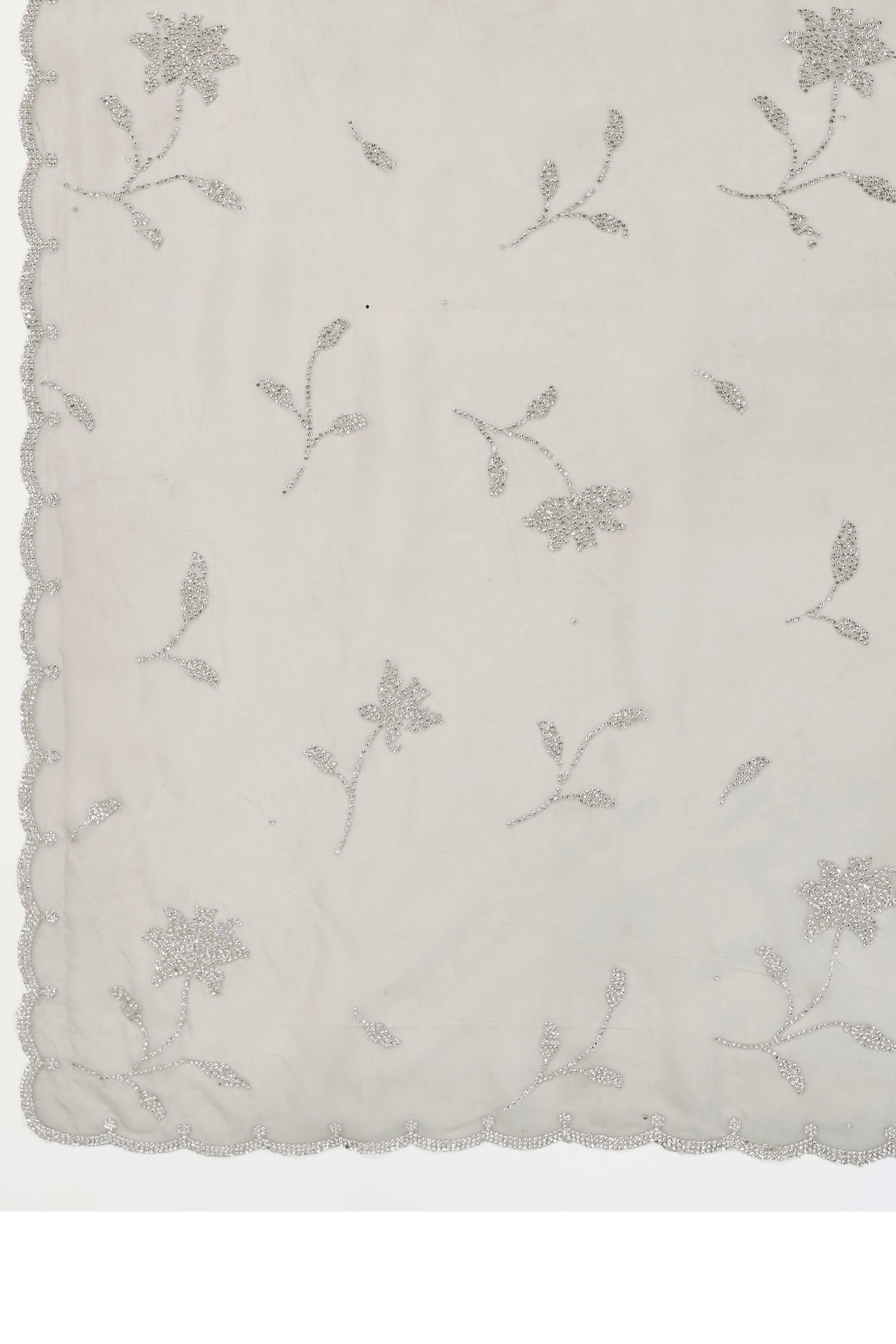 Grey Embellished Viscose Saree Featuring Luxe Crystal Detailing