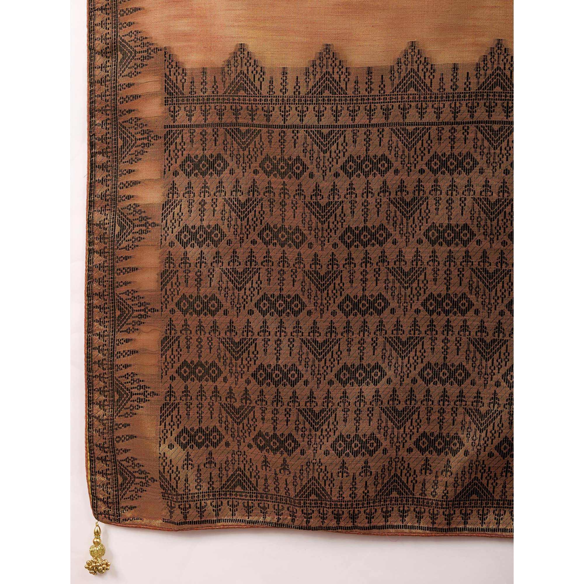 Brownish Maroon Festive Linen Tissue Saree with Zari Borders