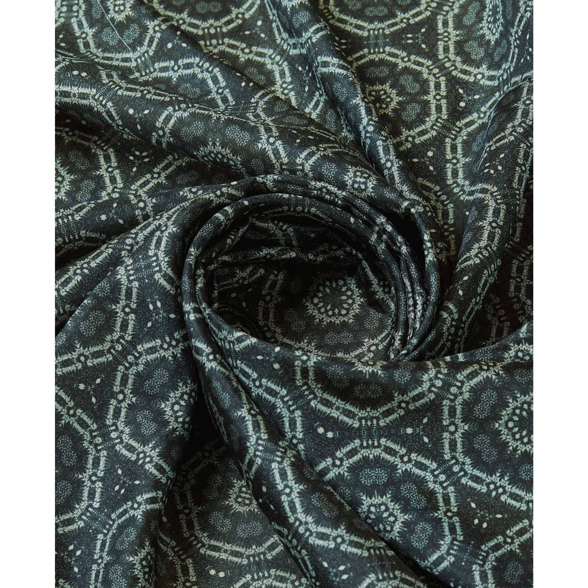 Black Digital Printed Cotton Silk Saree With Border