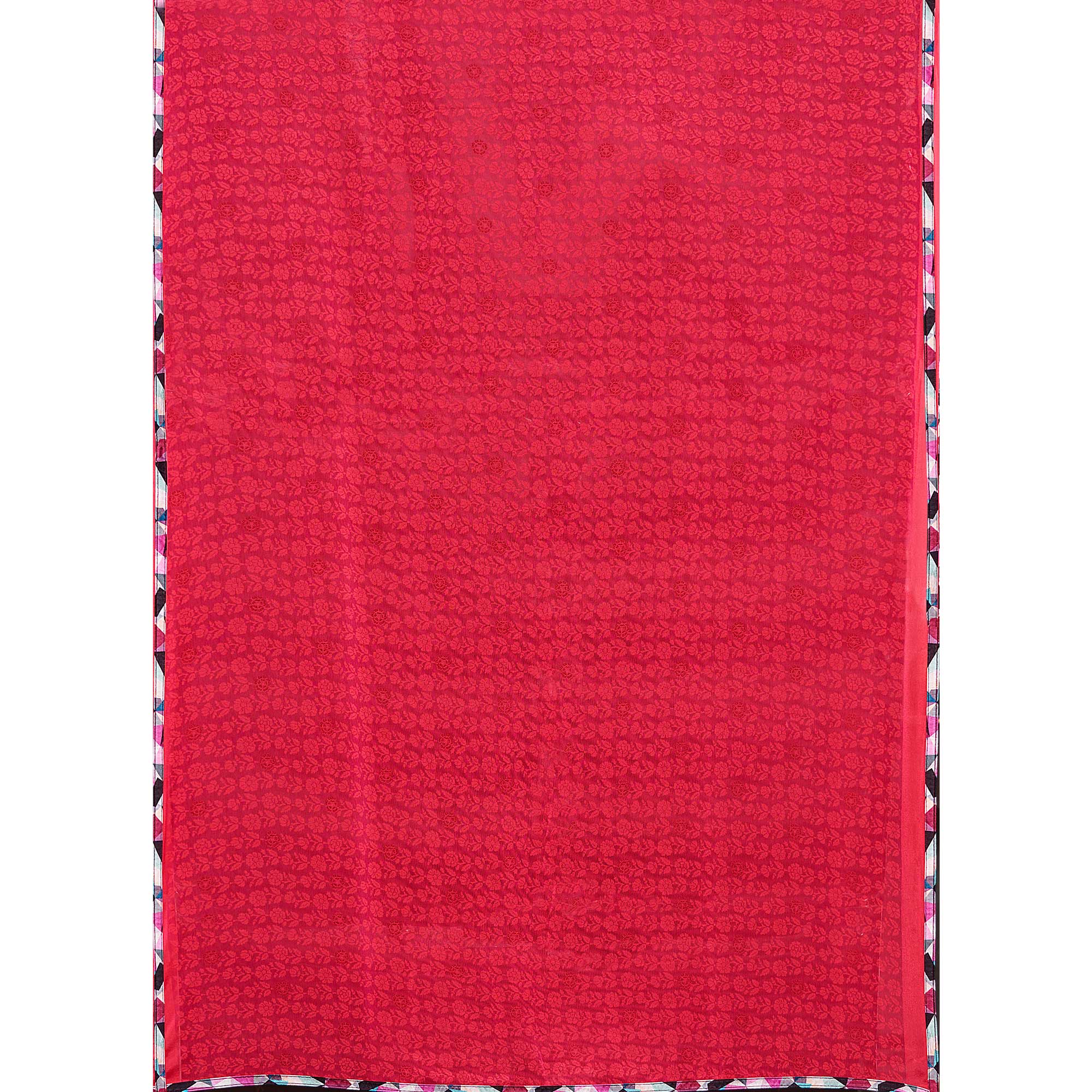 Pink Floral Printed Brasso Saree