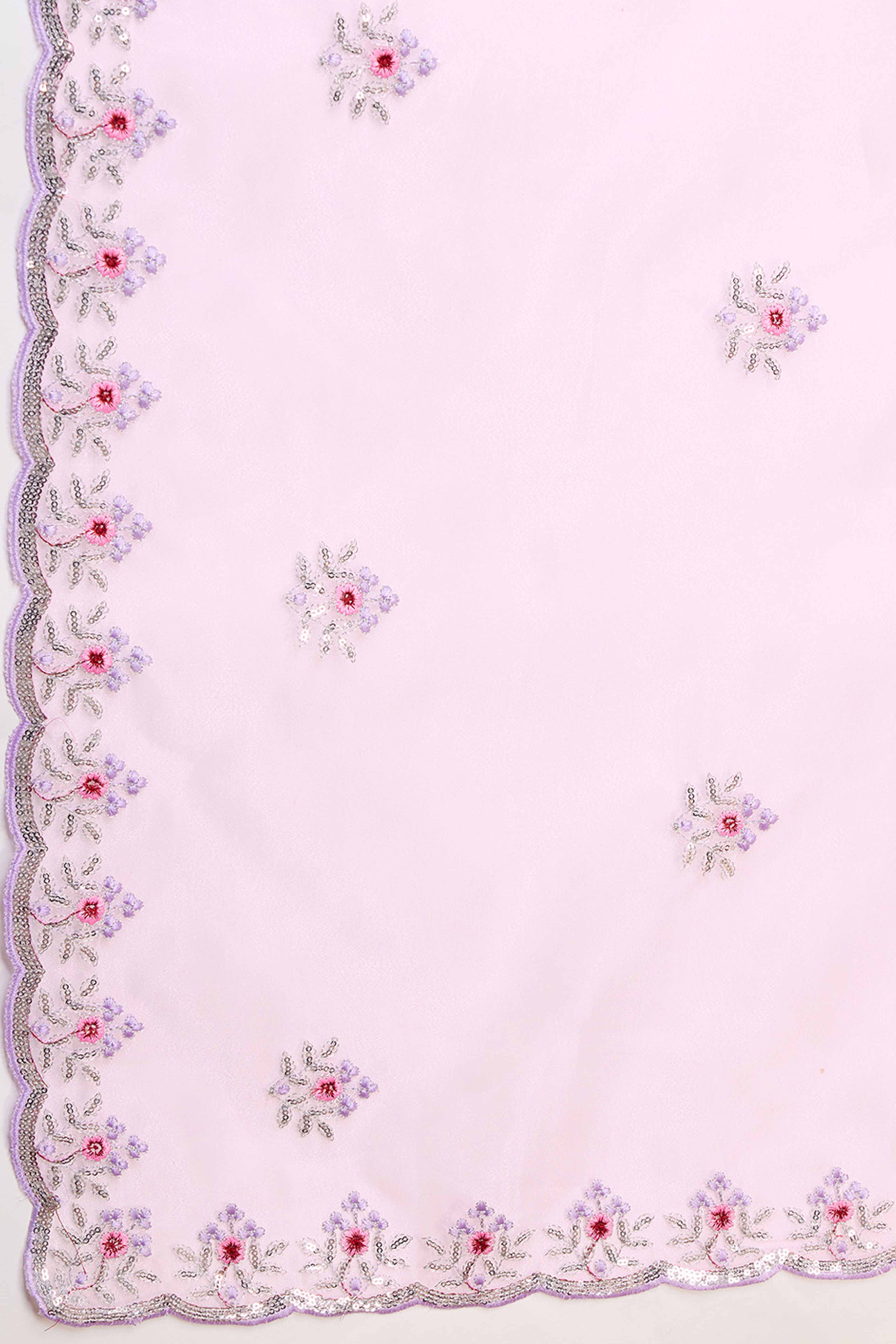 Light Lavender Net Saree Enhanced with Elegant Sequins Embellishments