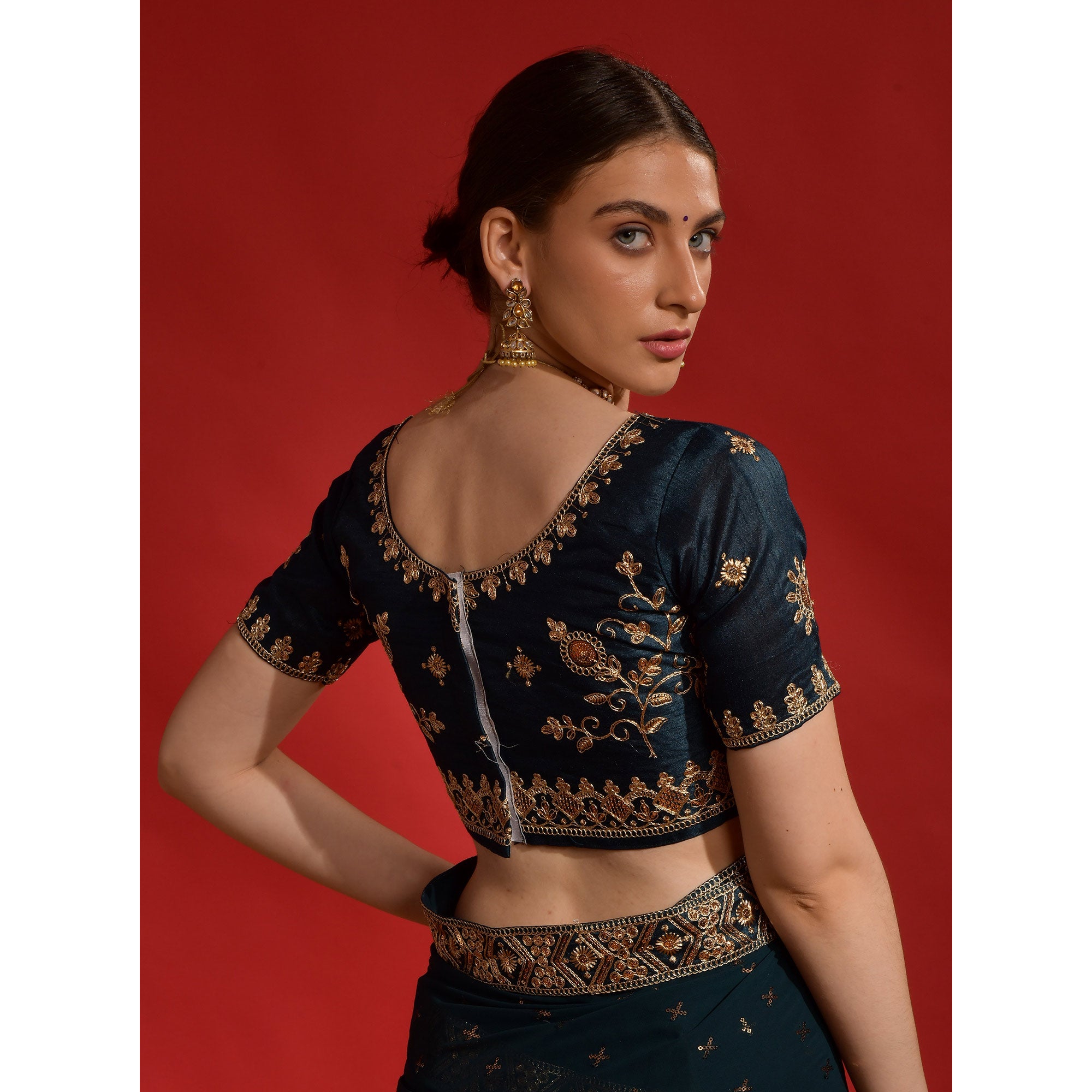 Blue Sequins Embroidered Georgette Saree