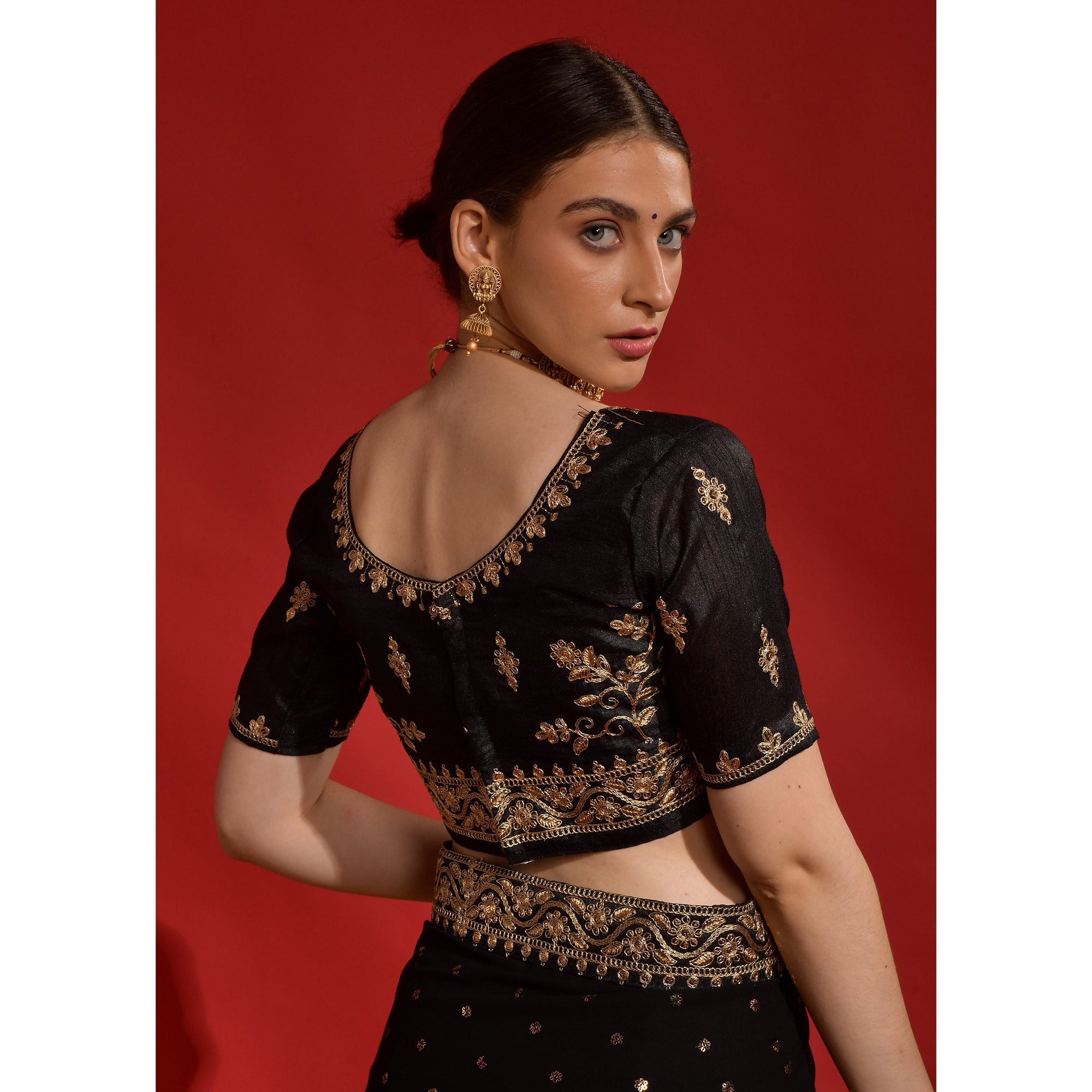 Black Sequins Embroidered Georgette Saree