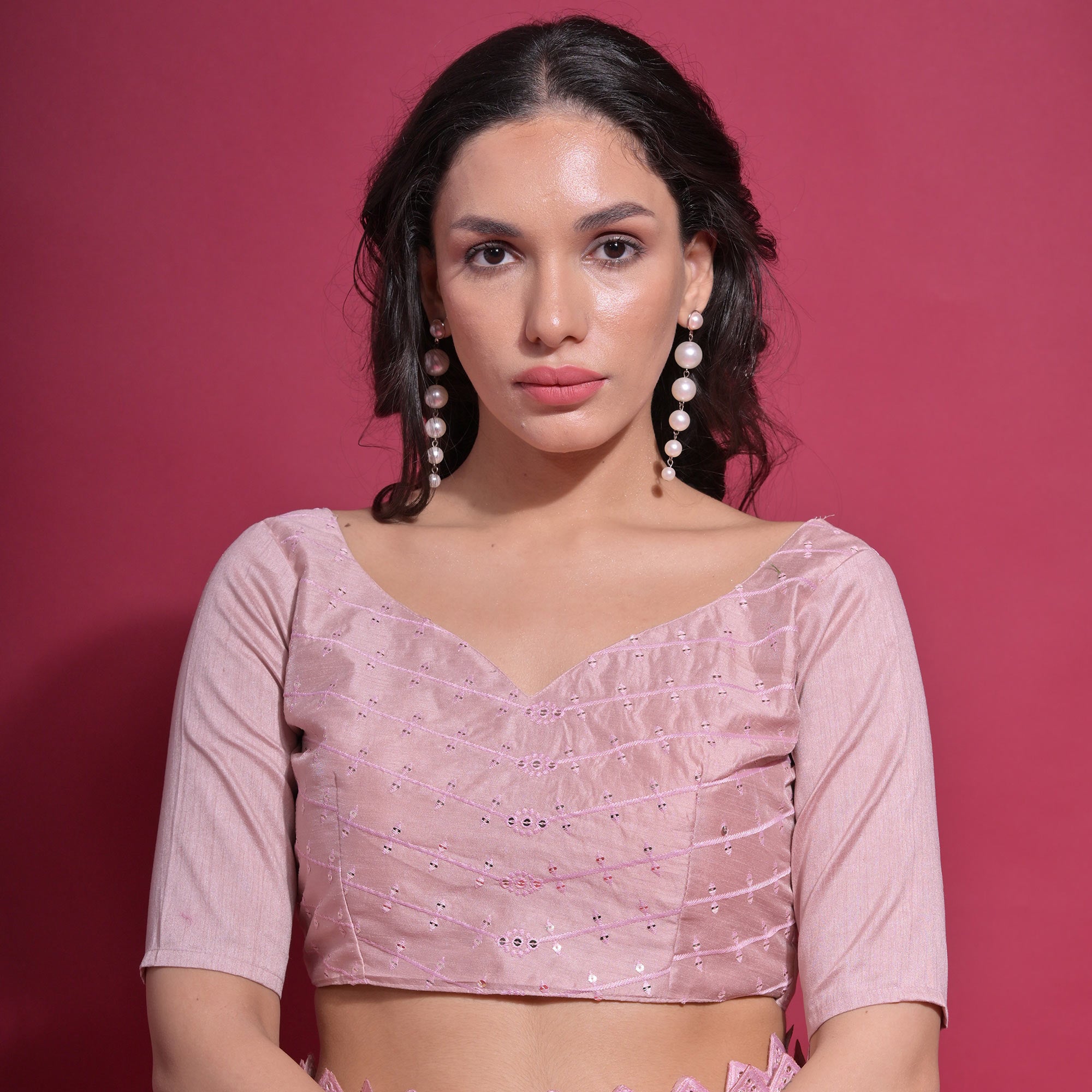 Pink Sequins Embroidered Georgette Saree