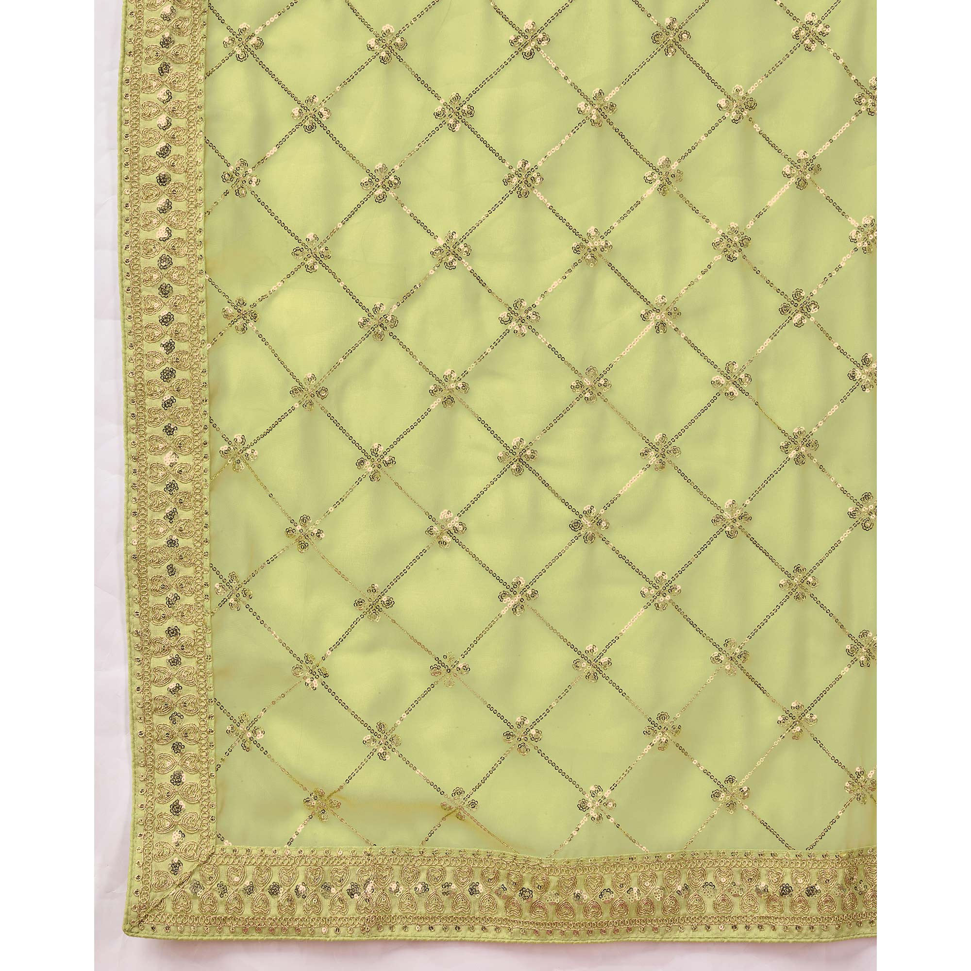 Green Sequins Embroidered Georgette Saree