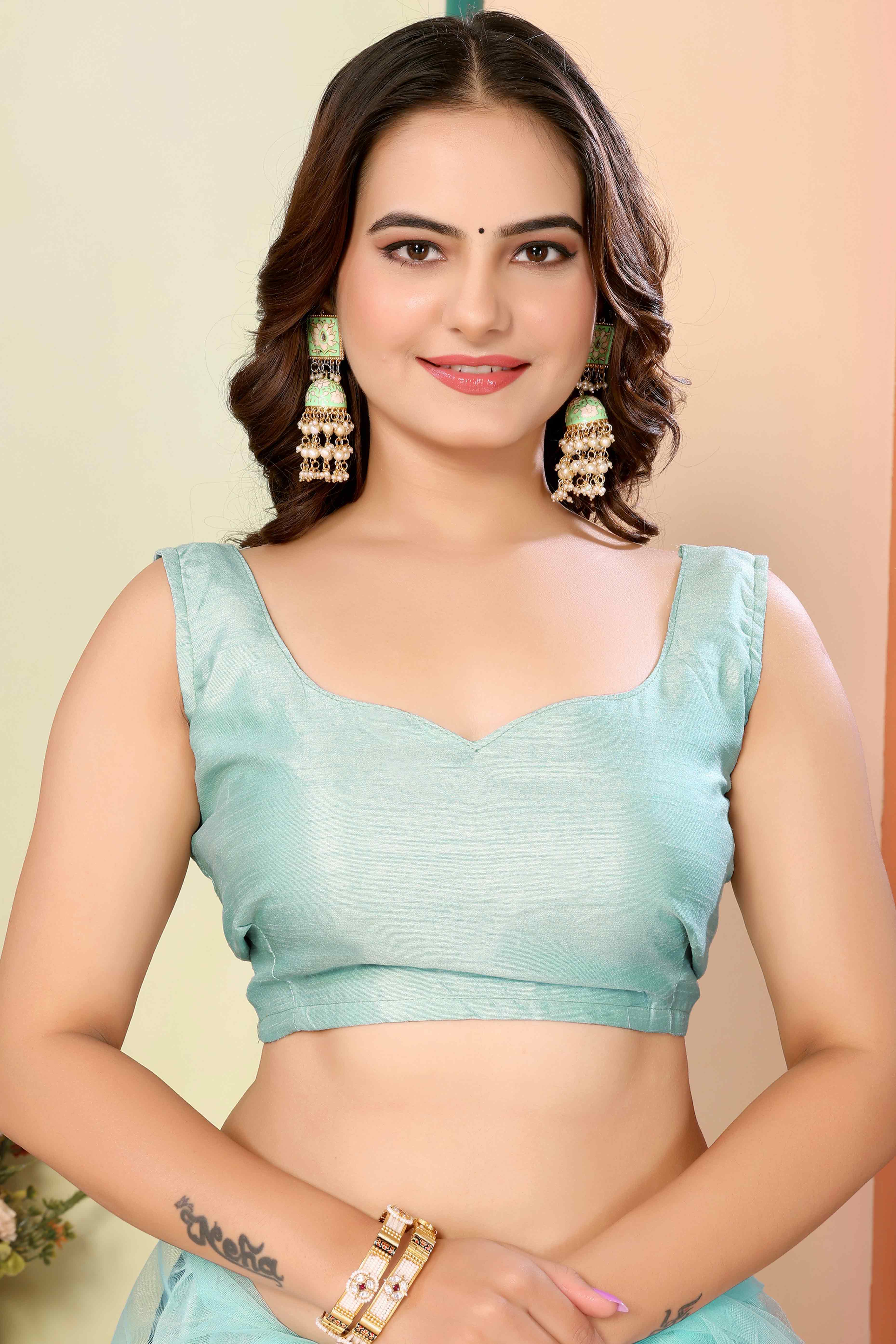 Blue Floral Embroidered Organza Saree