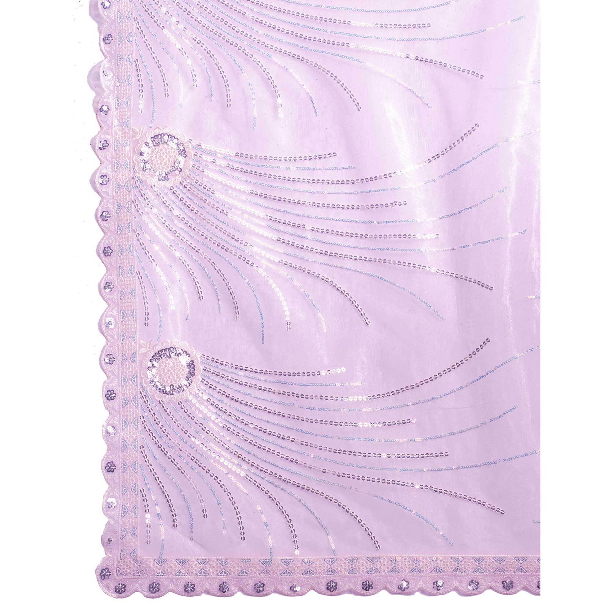 Lavender Sequins Embroidered Twill Net Saree