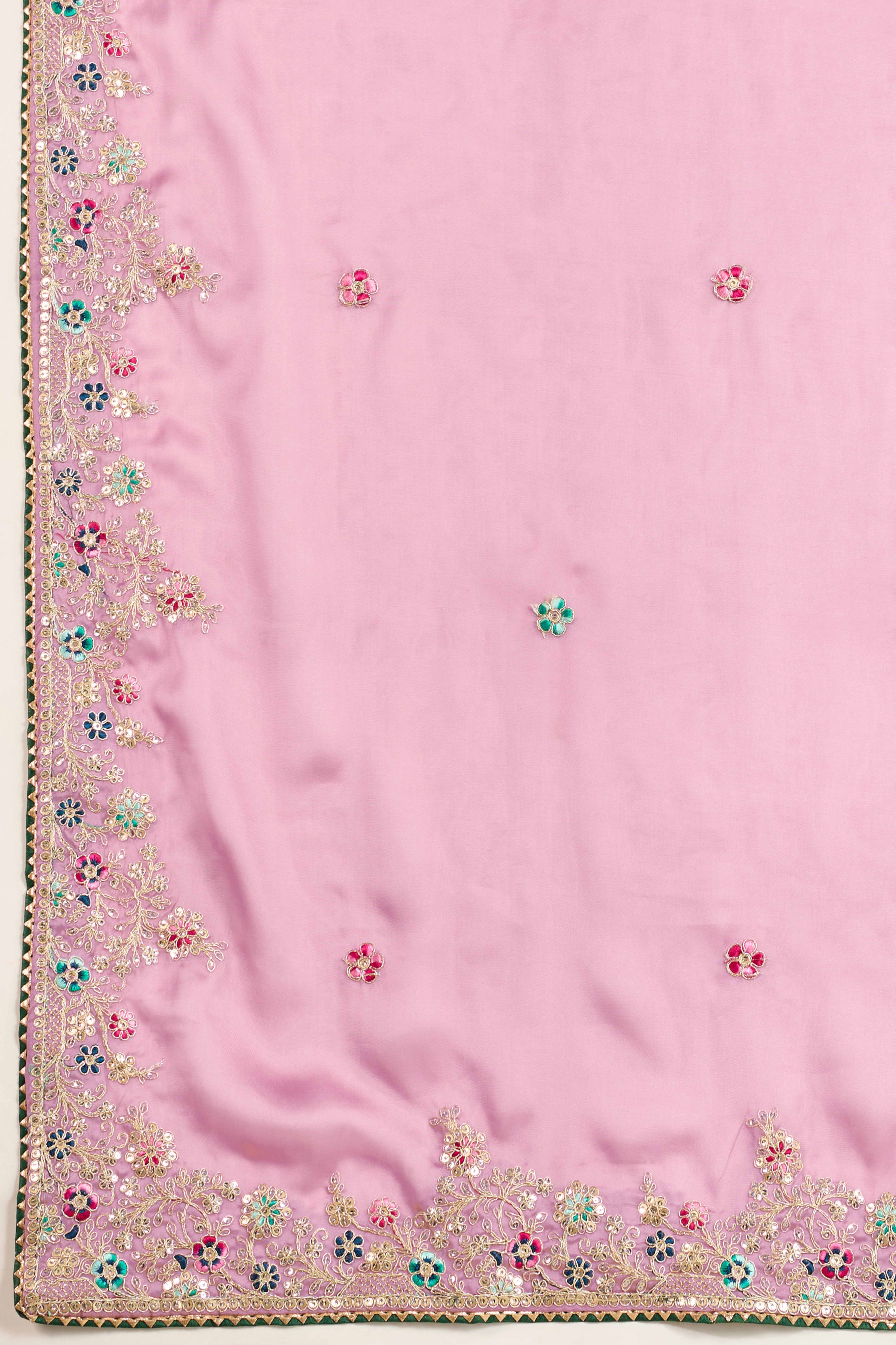 Pink Star Georgette Party Saree with Sequins and Floral Embroidery