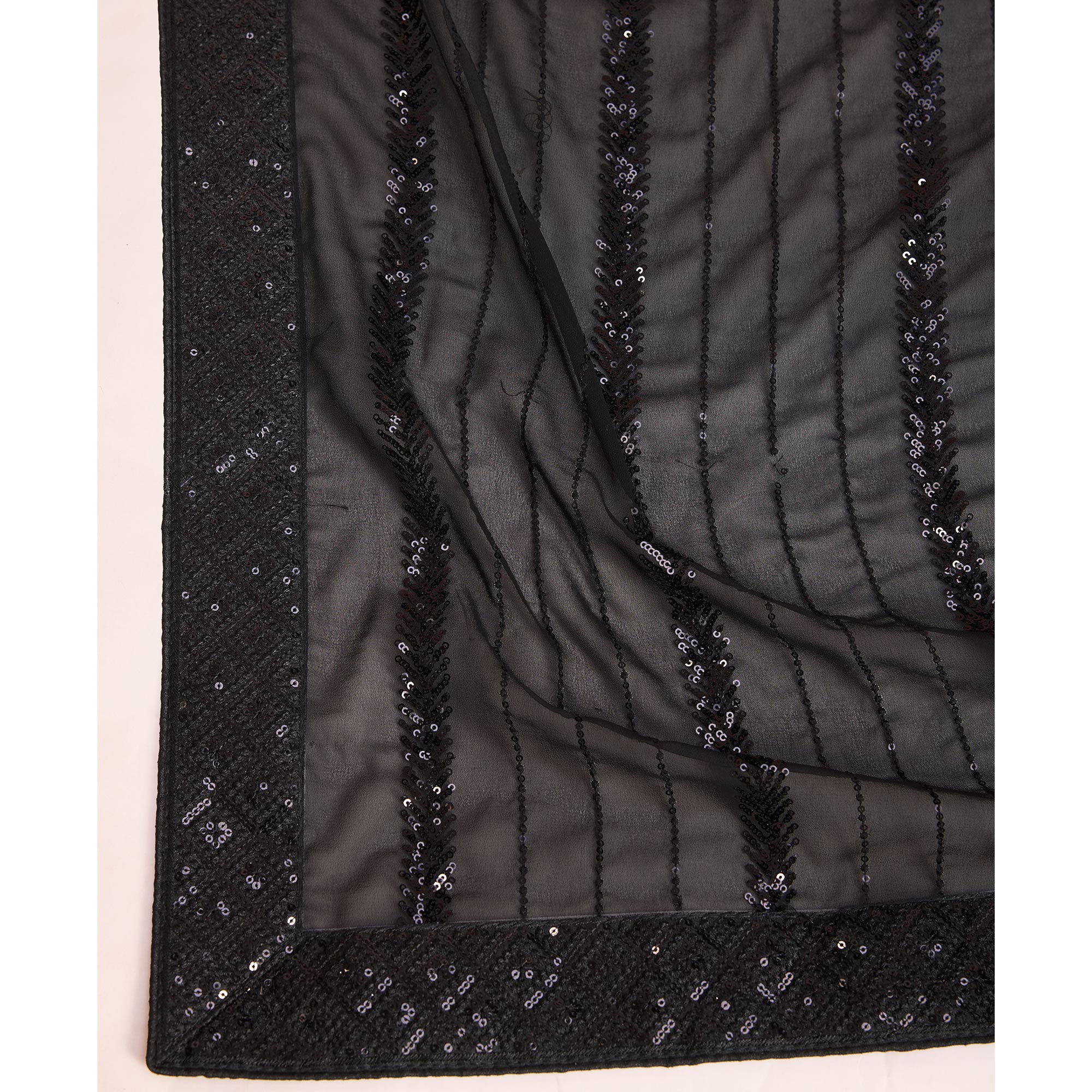 Black Sequins Embroidered Georgette Saree
